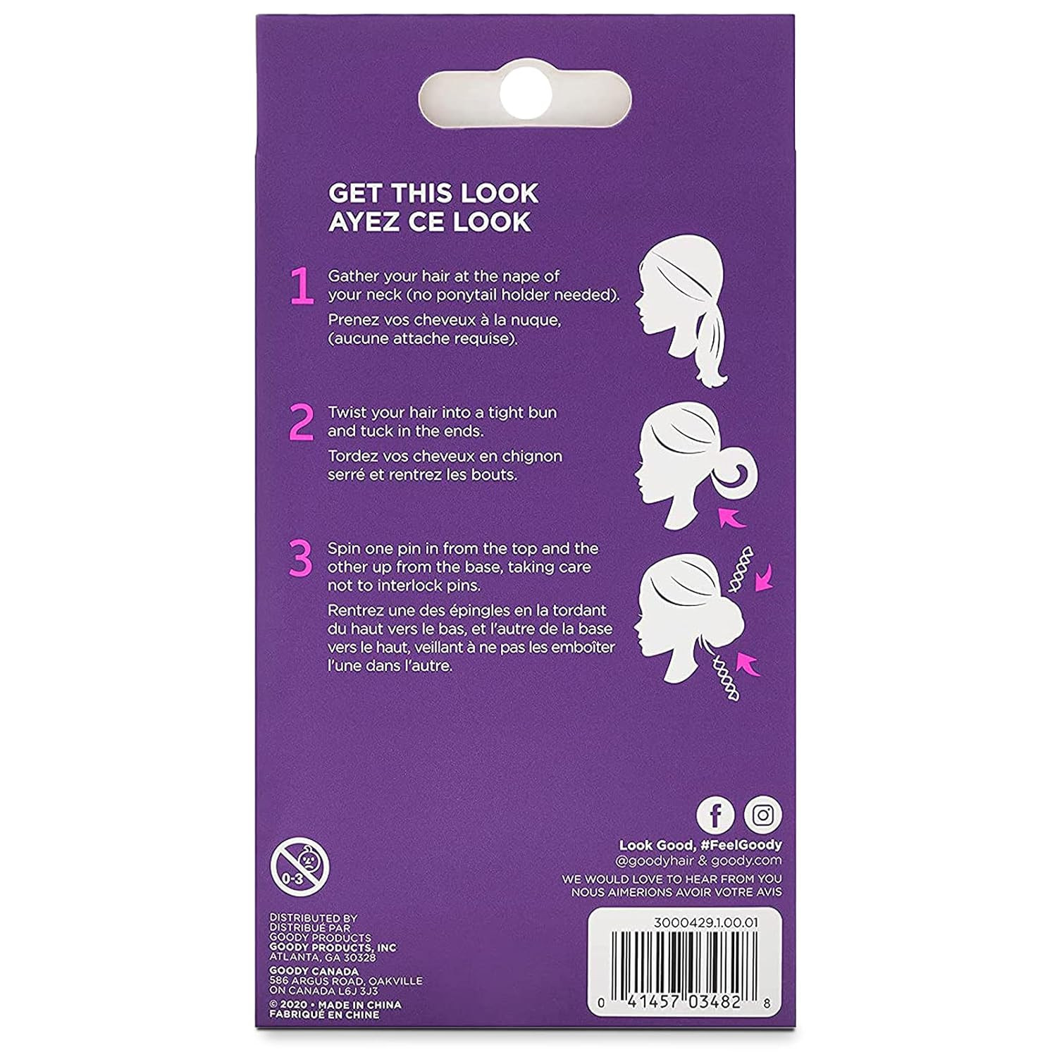 Goody Slideproof Mini Spin Pins – 3 Ct, Assorted Colors, Spiral Hair Pins, Quick