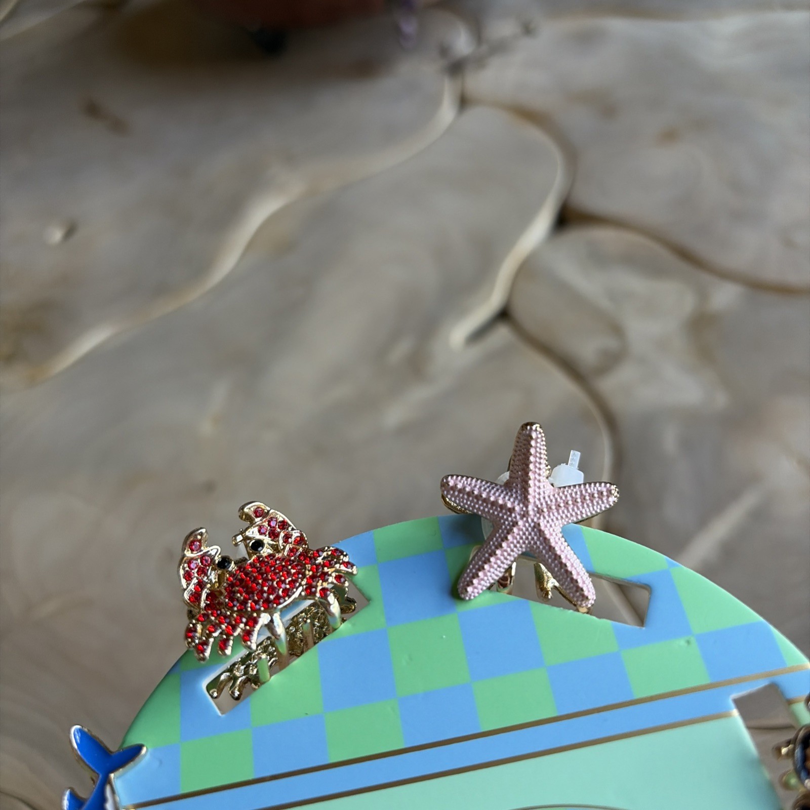 Piper K Ocean Sea Life Hair Clip Fish Shark Starfish Shell Crab Enamel 6pc