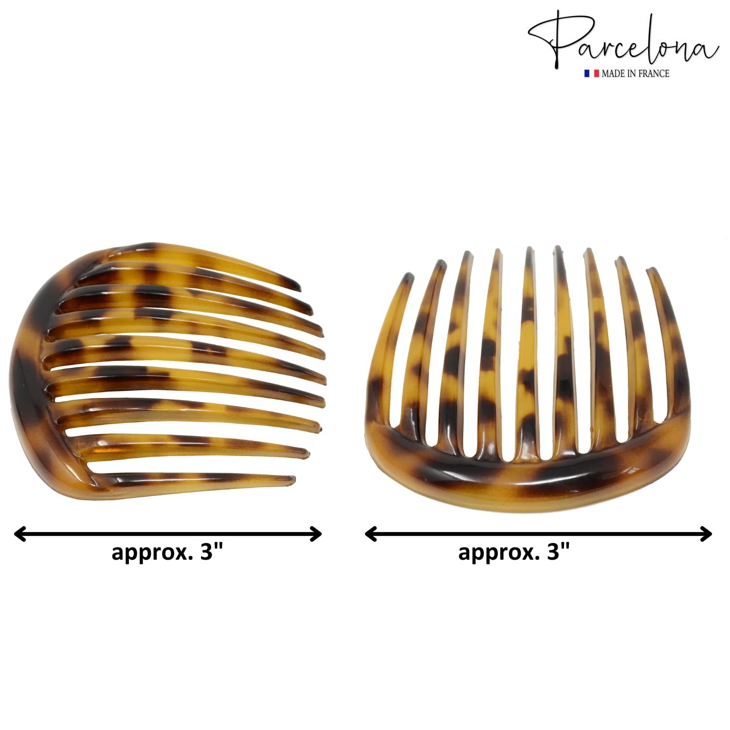 Parcelona French Smooth Edge Celluloid Acetate Hair Side Combs for Women (2 Pcs)