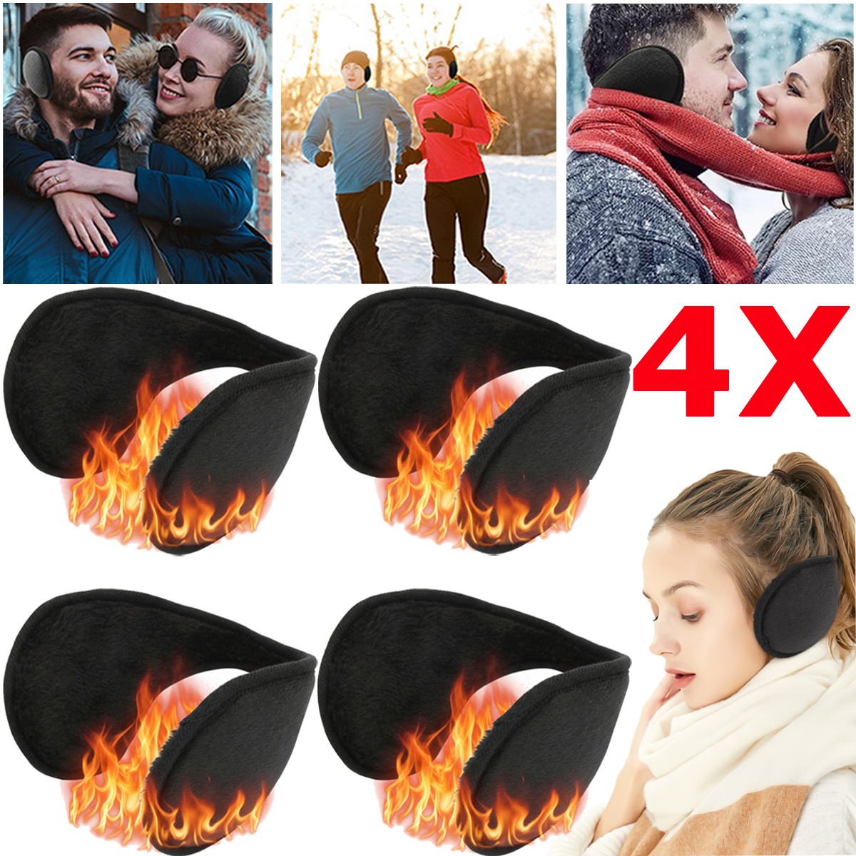 4 Packs Ear Muffs Winter Ear warmers Earwarmer Mens Womens Behind the Head Band