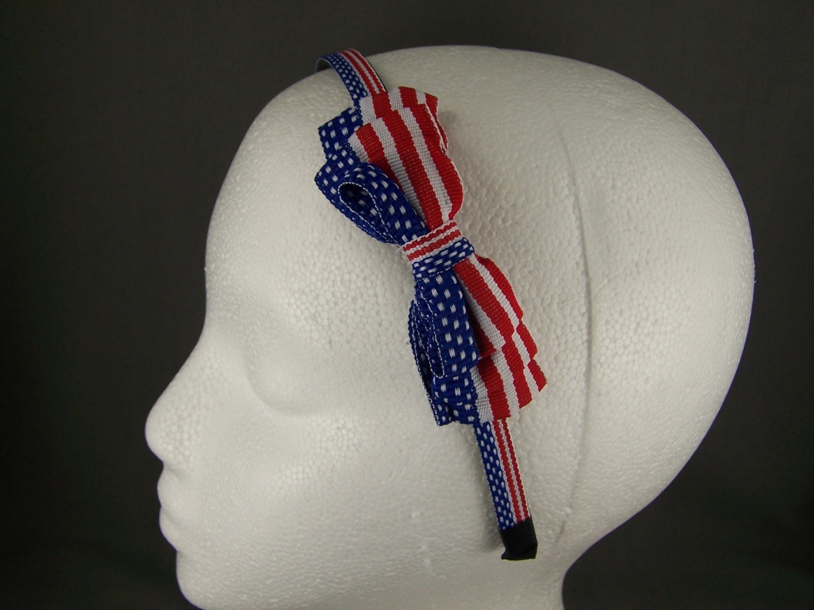Red White Blue 4th of July plastic headband grip teeth hair band accessory flag