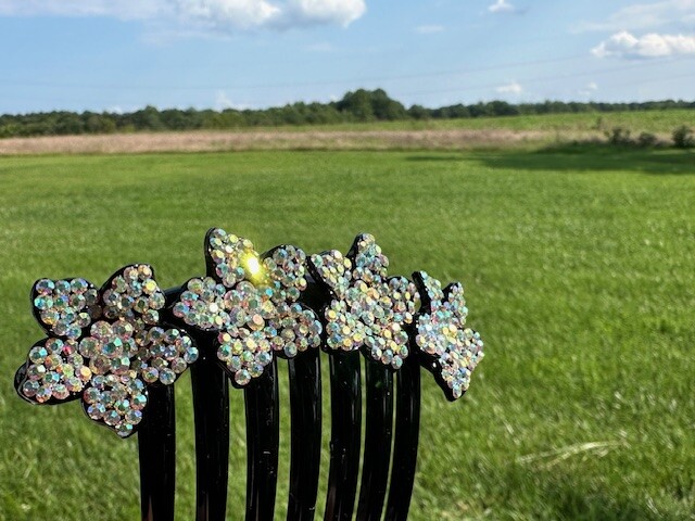 1 New Flowers Hair Comb w Shinny Crystals Hair Jewelry Accessories US Seller