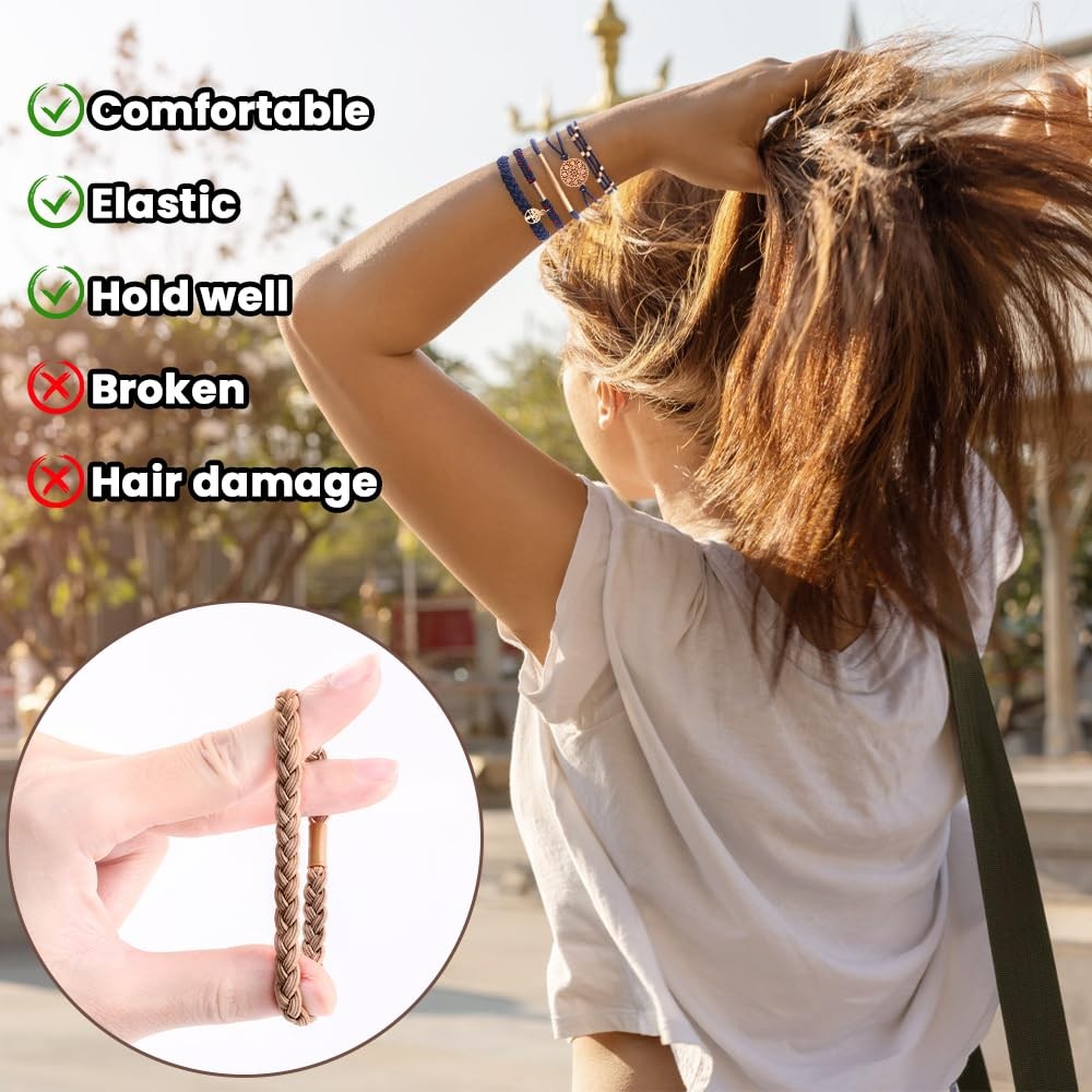10PCS Boho Hair Ties Bracelets for Women Girls Elastic Hair Bands