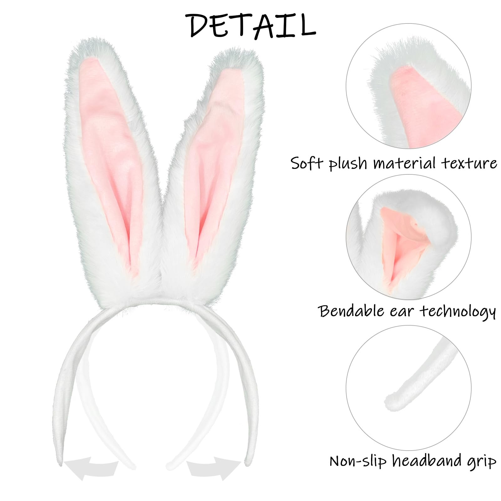 Bunny Ears Headbands Easter Bunny Costume Long Furry Rabbit Ear Headband Hall…