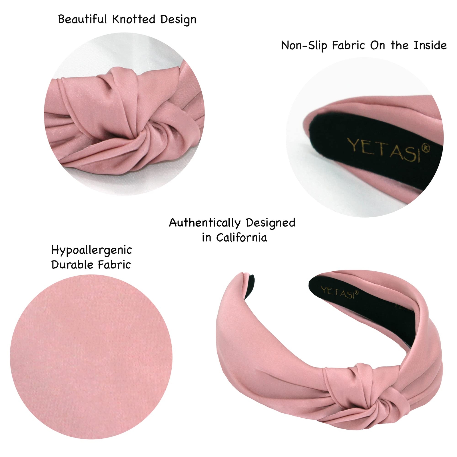Dusty Pink Satin Knotted Headband Silk Quality Fabric Fashion Head Band