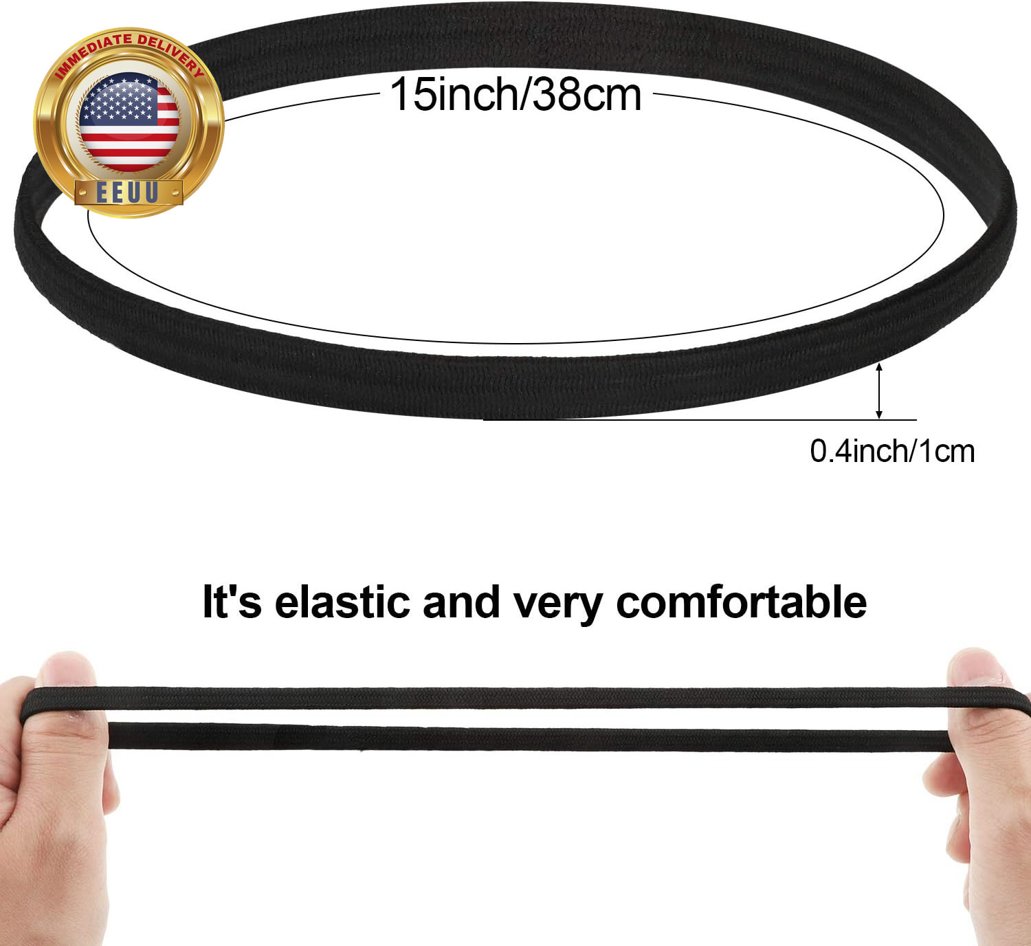24 Pieces Thin Sports Elastic Headbands Black Skinny Athletic Exercise Hair Band