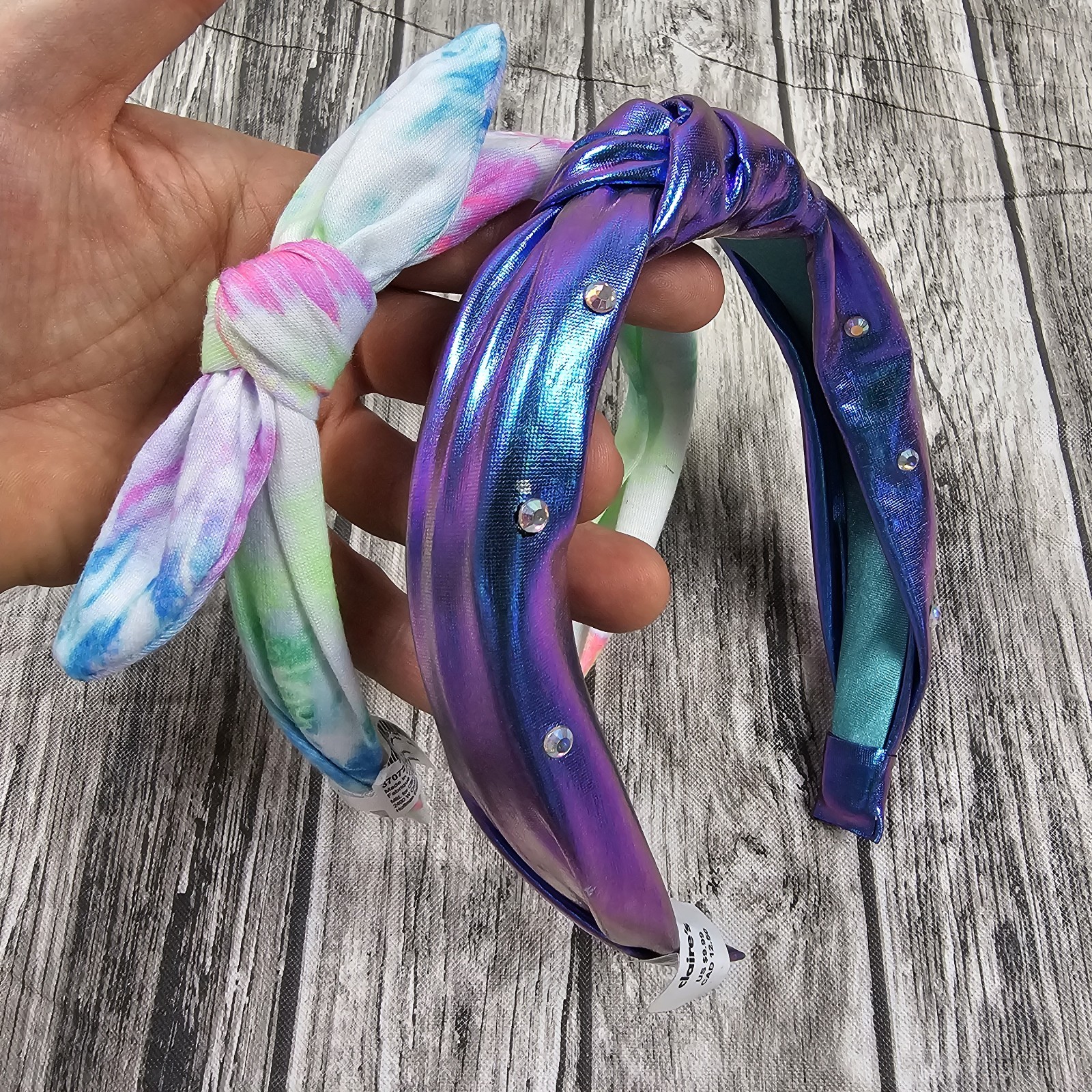 Lot Of 2 Tie Dye Purple Blue Claire’s Headband Christmas Birthday Prom Costume