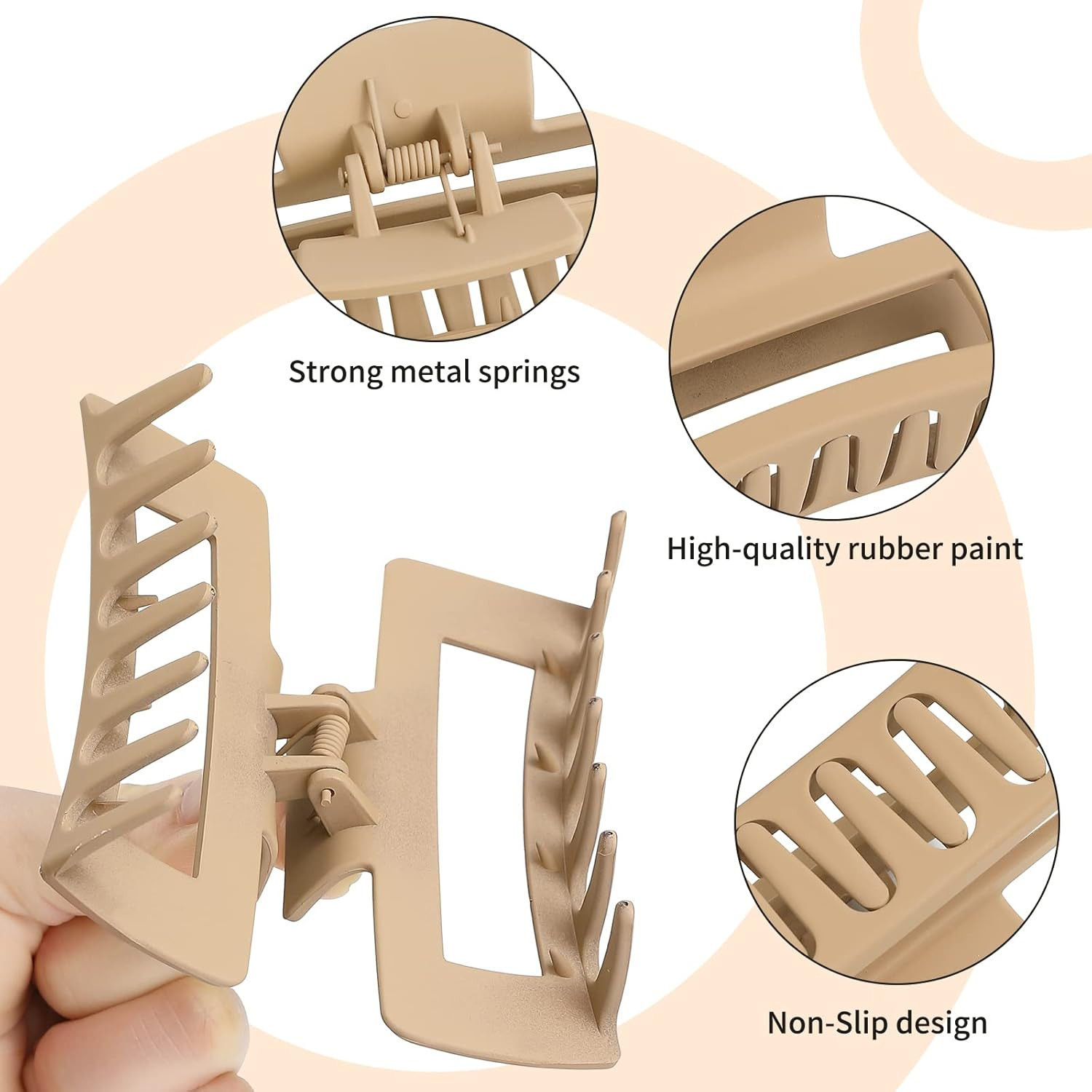 4 Inch Big Hair Claw Clips 6 Pcs Large Claw for Thick Hair Square Hair Clips for