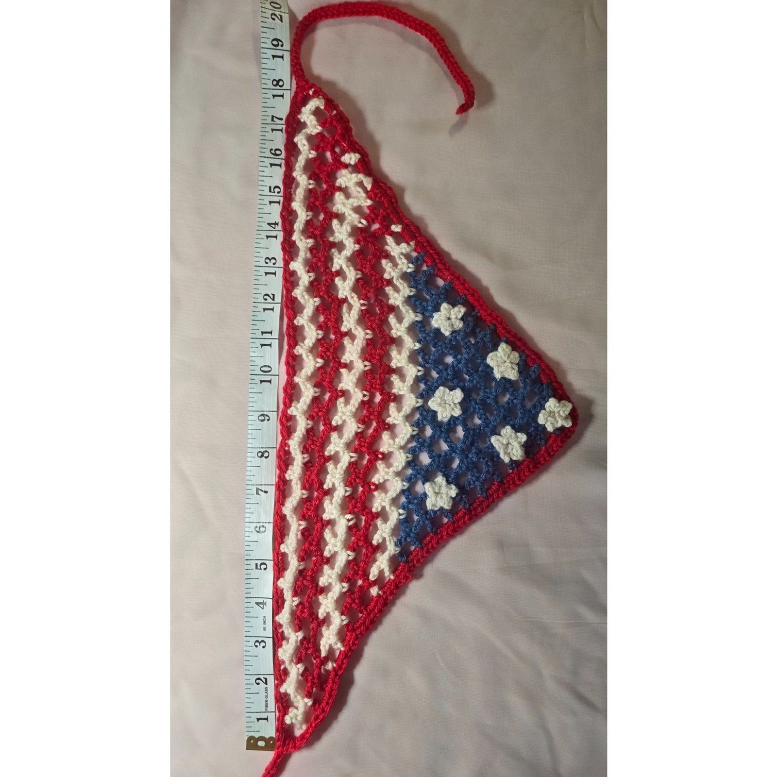 Patriotic Handmade Crochet Hair Kerchief Bandana Scarf