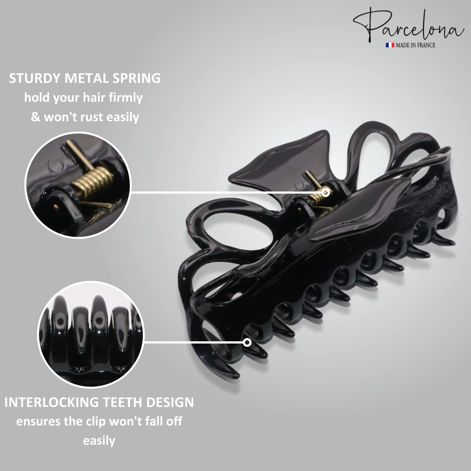 Parcelona French Double Loop Large Shell Claw Clip Clamp Clutcher 4.25 Inches