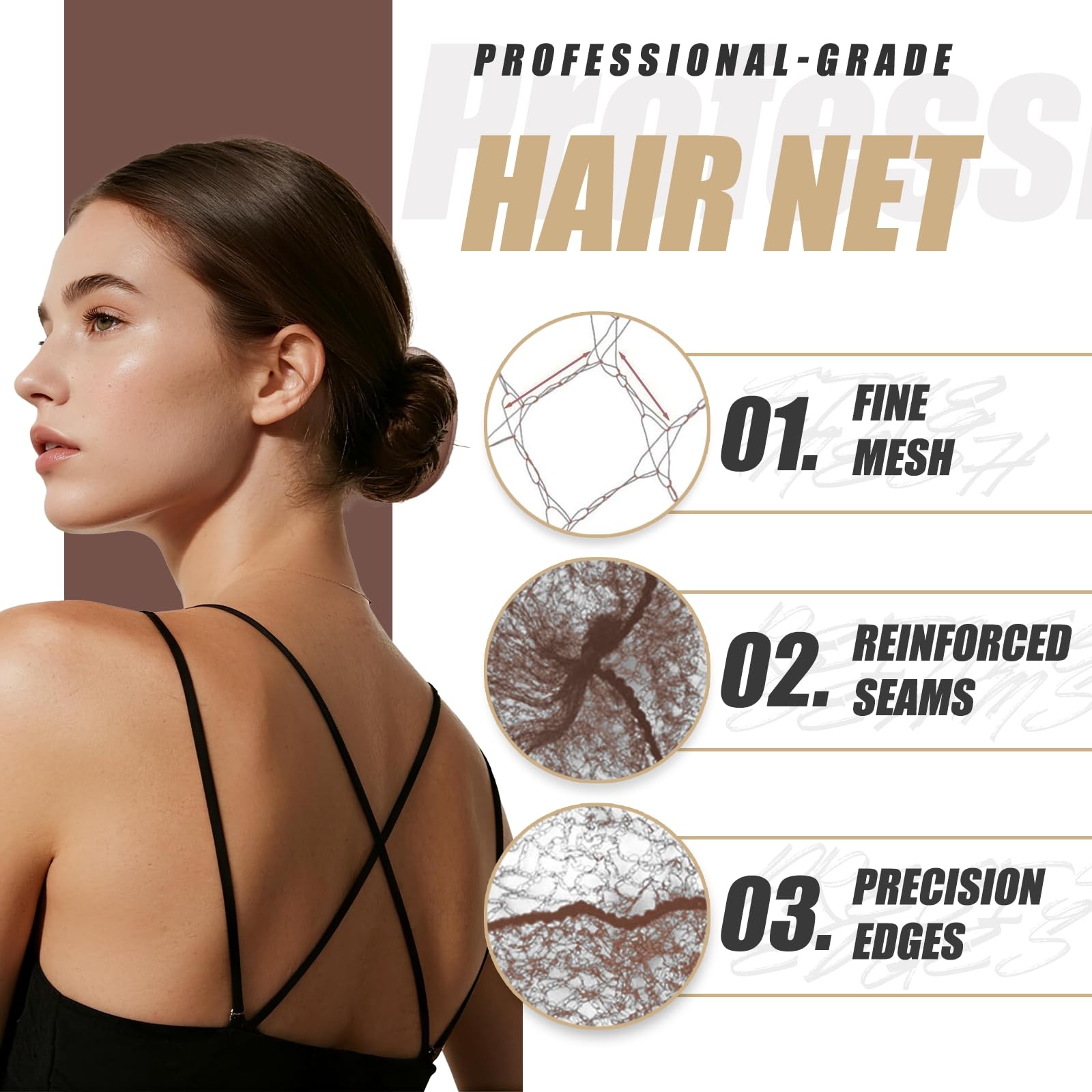 Hair Net Set: 300 Pieces 22-Inch Brown Nets, For Food Service, Bun Making, Ba…