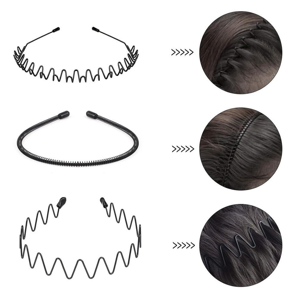 6PCS Metal Hair Headband Wave Style Hoop Band Comb Sports Hairband Men Women