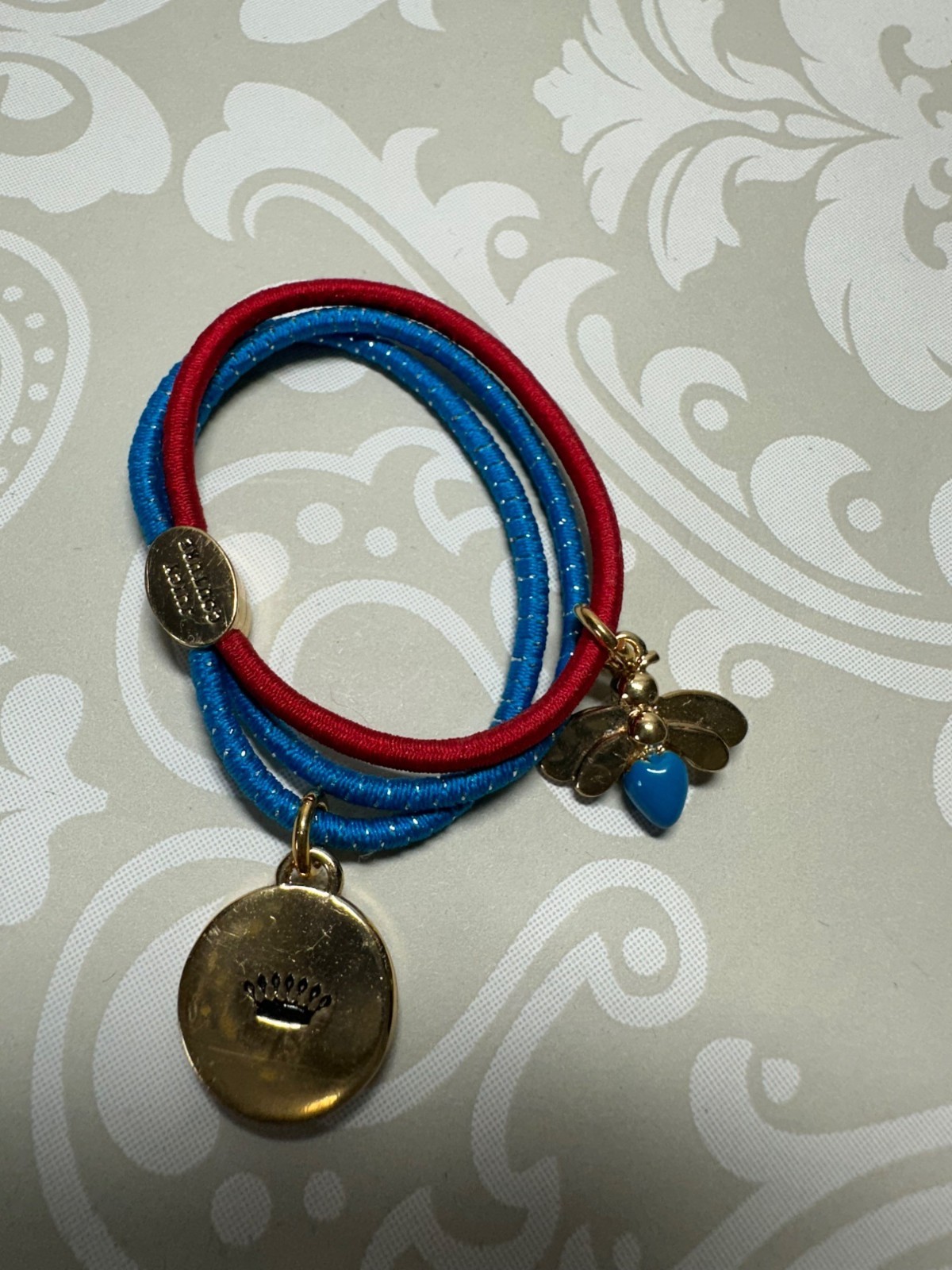Juicy Couture Red & Blue Hair Elastic Ties Heart and Bee Charms