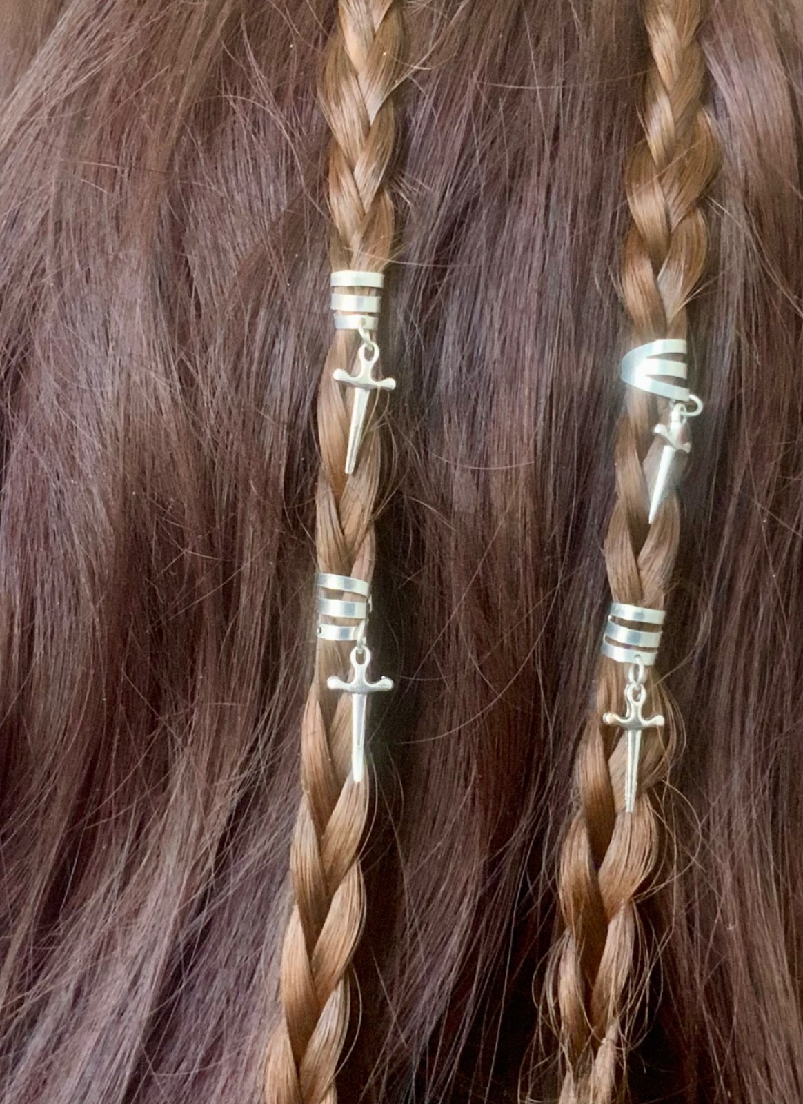 Medieval Sword Hair Clips Set of 4 Charms Silver Color Accessories