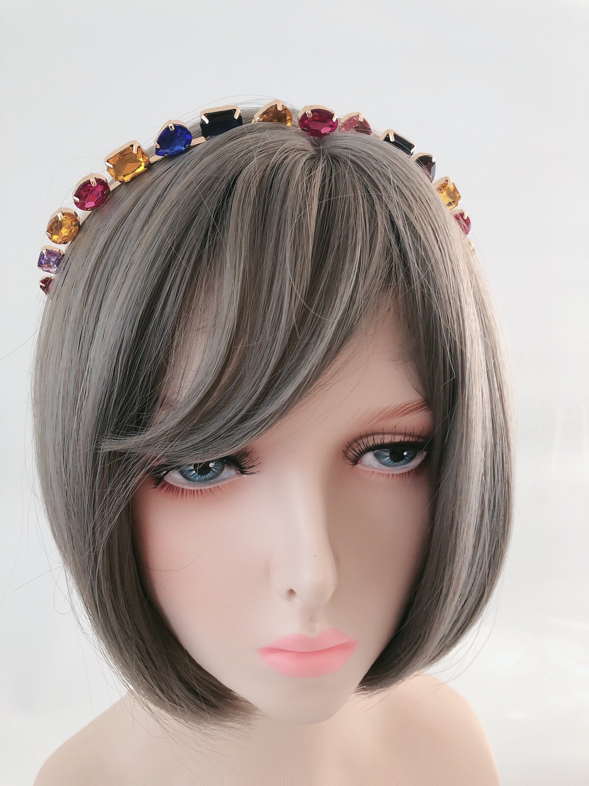 Women Girls Colorful Bling Crystal Gem Rhinestone Metal Head Hair Band Headband