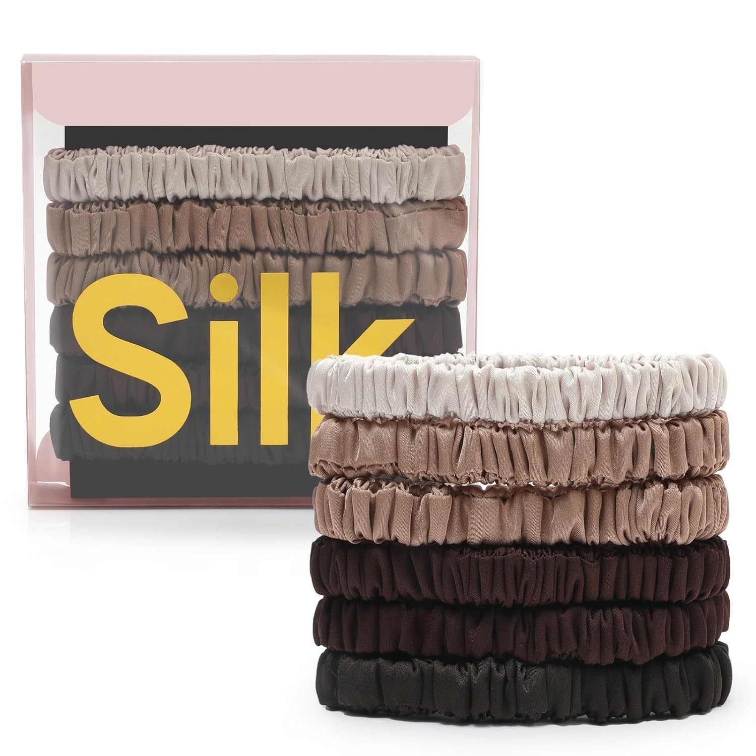 6Pcs Silk Hair Ties Small 22 Momme 100% Pure Mulberry Silk Scrunchies for Women