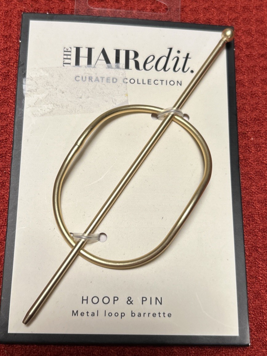 The Hair Edit Soft Gold Hoop & Pin Hair Slide Metal Loop Barrette New