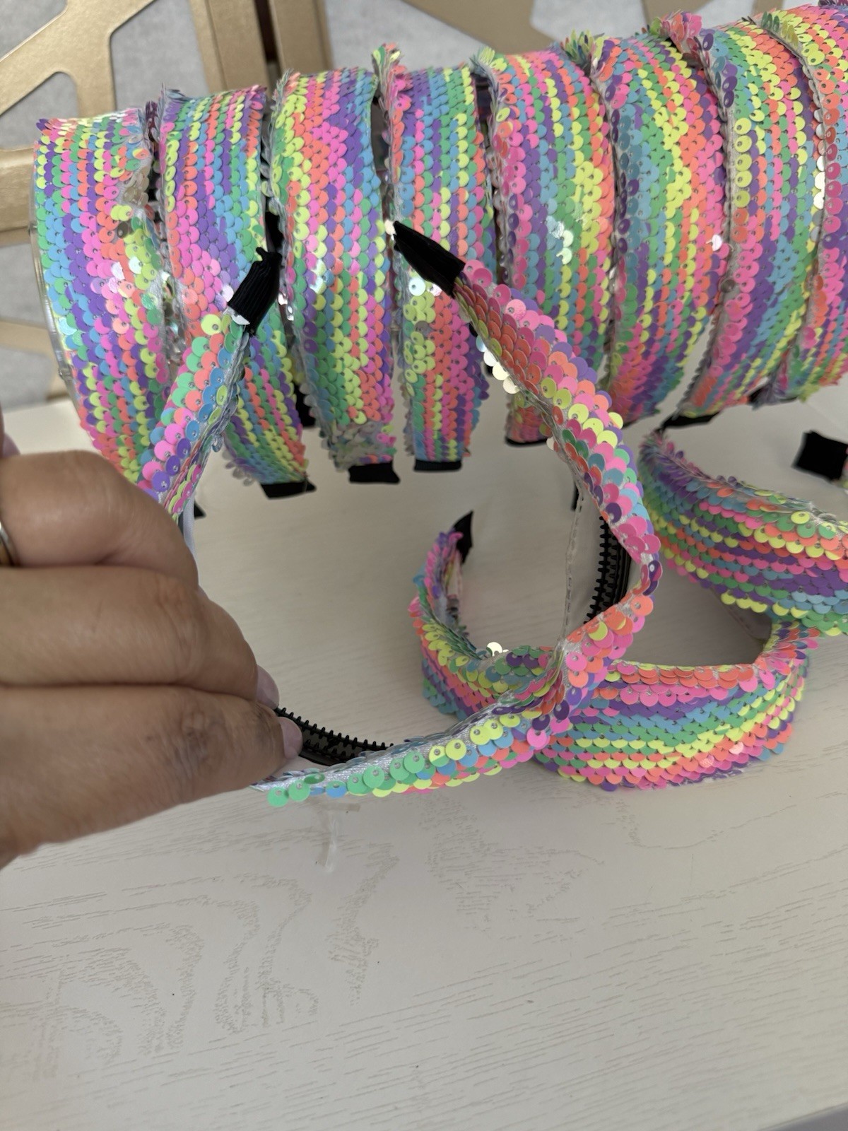 12 PCS LOT Wholesale Sequin Mermaid Headbands Women Girls Rainbow Party Favors