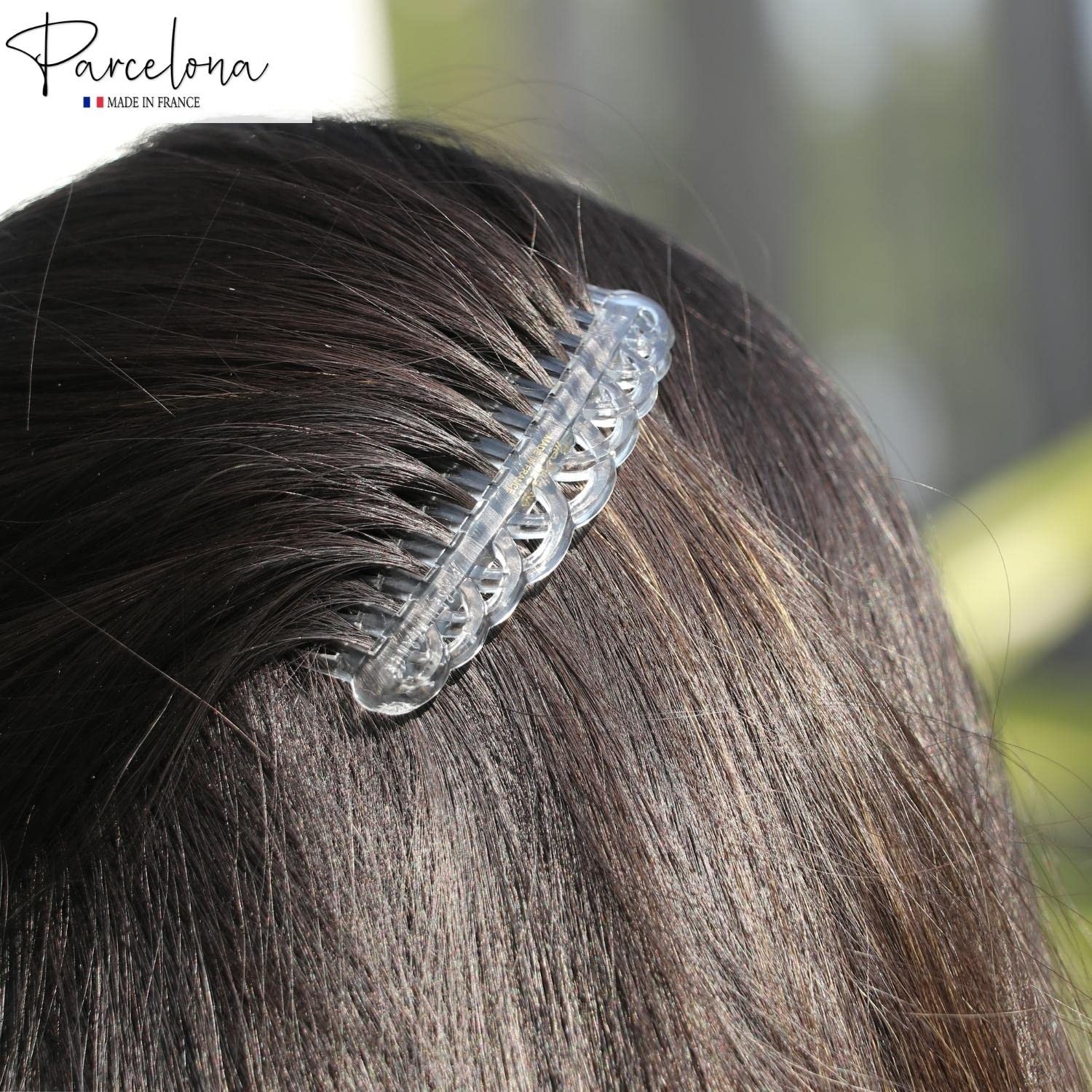 Parcelona French 13 Teeth Crown Small Cellulose Side Hair Combs for Women(2 Pcs)