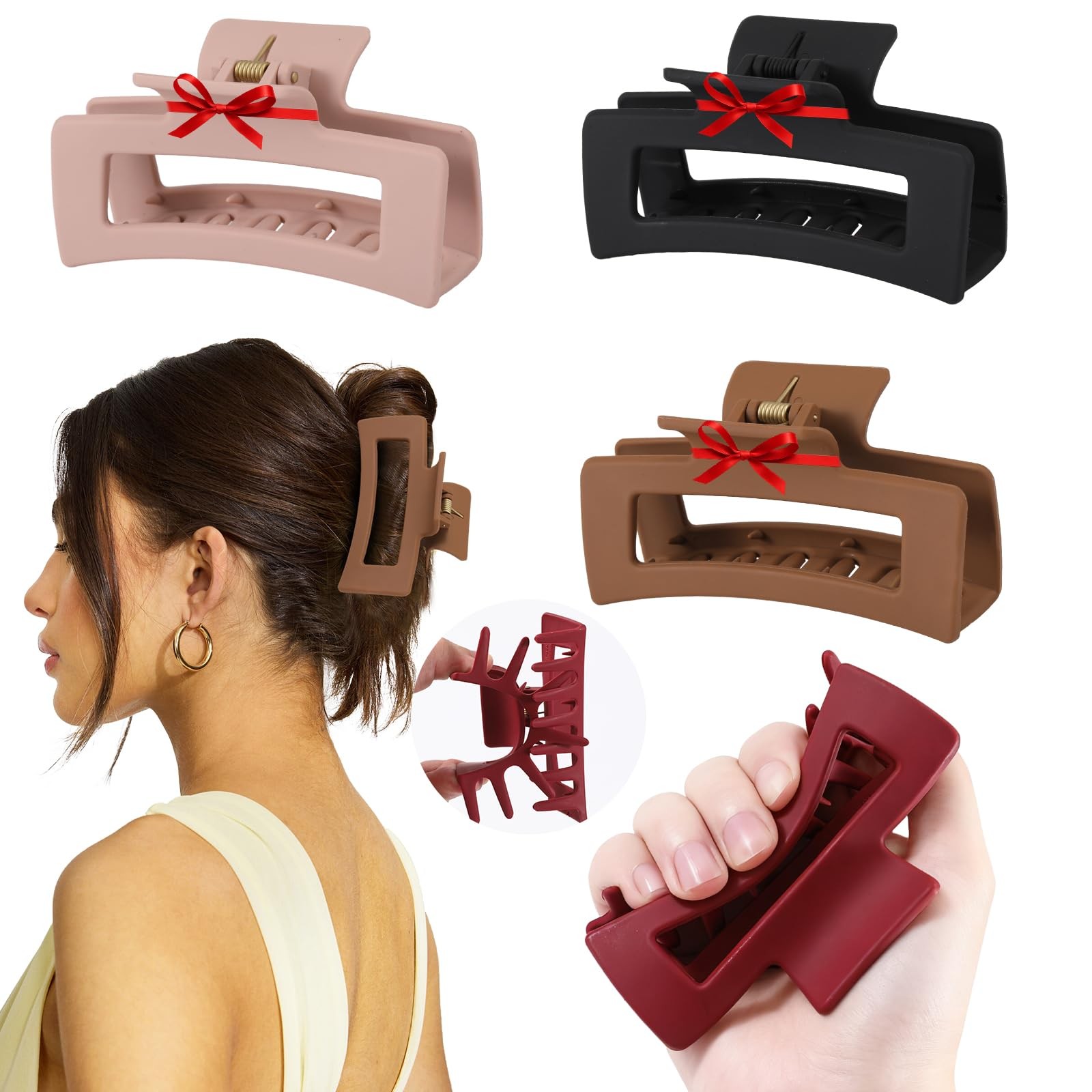 4 PCS Silicone Flexible Hair Claw Clips 1 Count (Pack of 4), Tortoise Shell