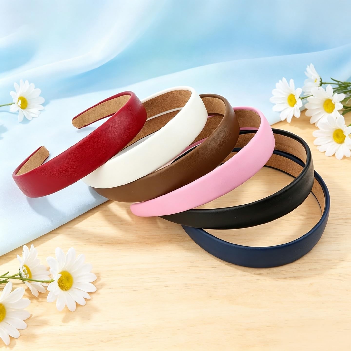 Oblihumoy 6 Pack Leather Wide, white, pink, wine red, brown, navy blue, black