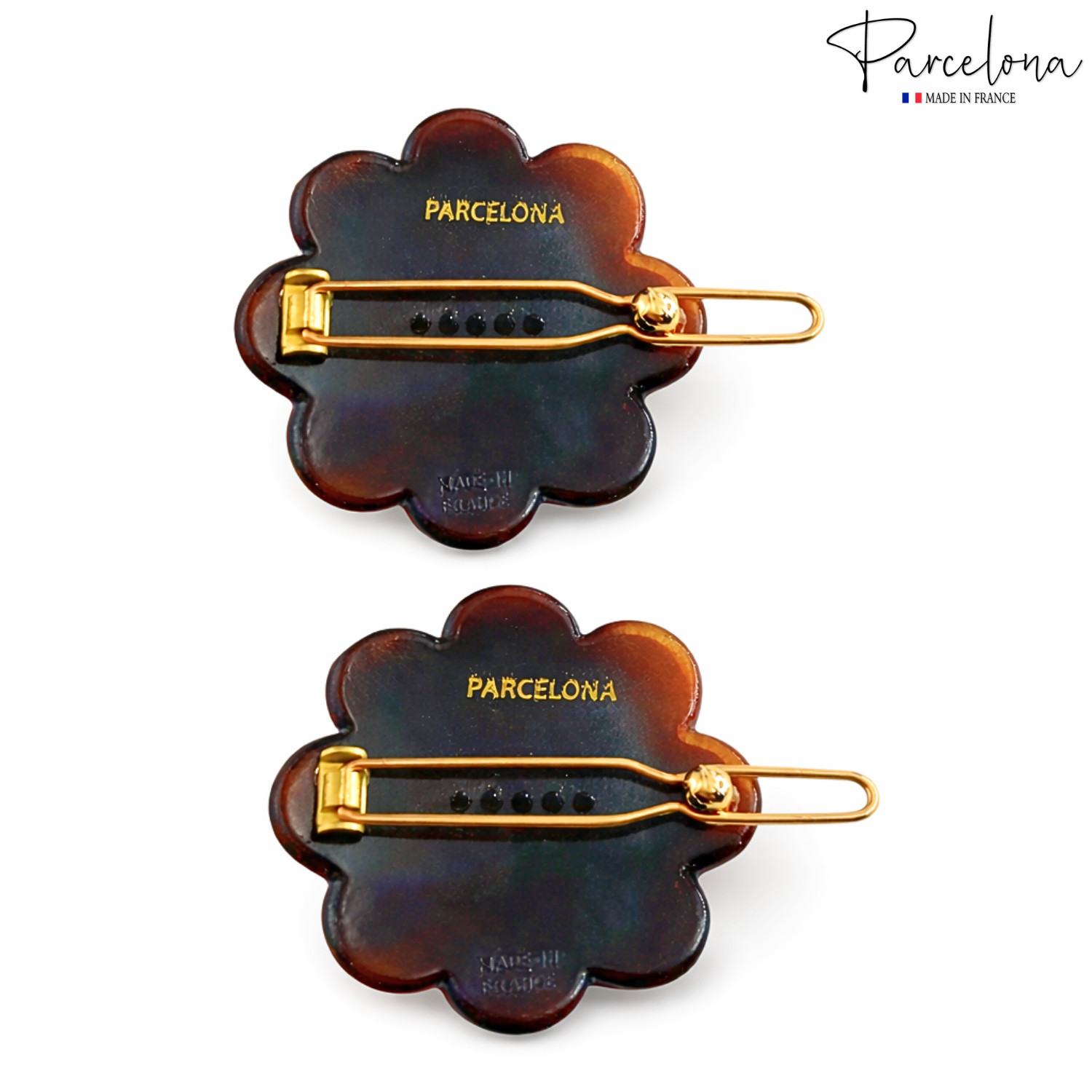 Parcelona Flower Tortoise Shell Hair Clip 1.5″ Small Tige Boule Barrette Womens