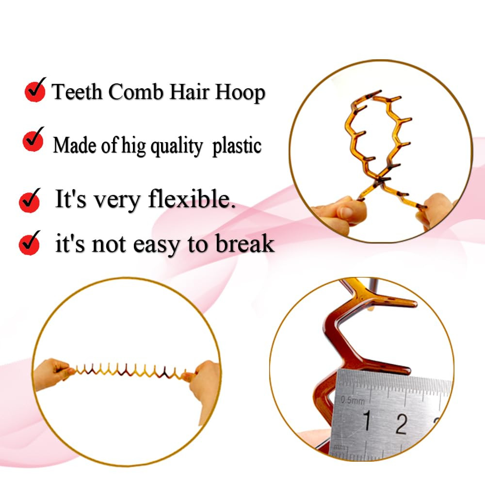 Zig Zag Headbands, Recycled Plastic Wavy Hair Band with Teeth, Headbands for Wom