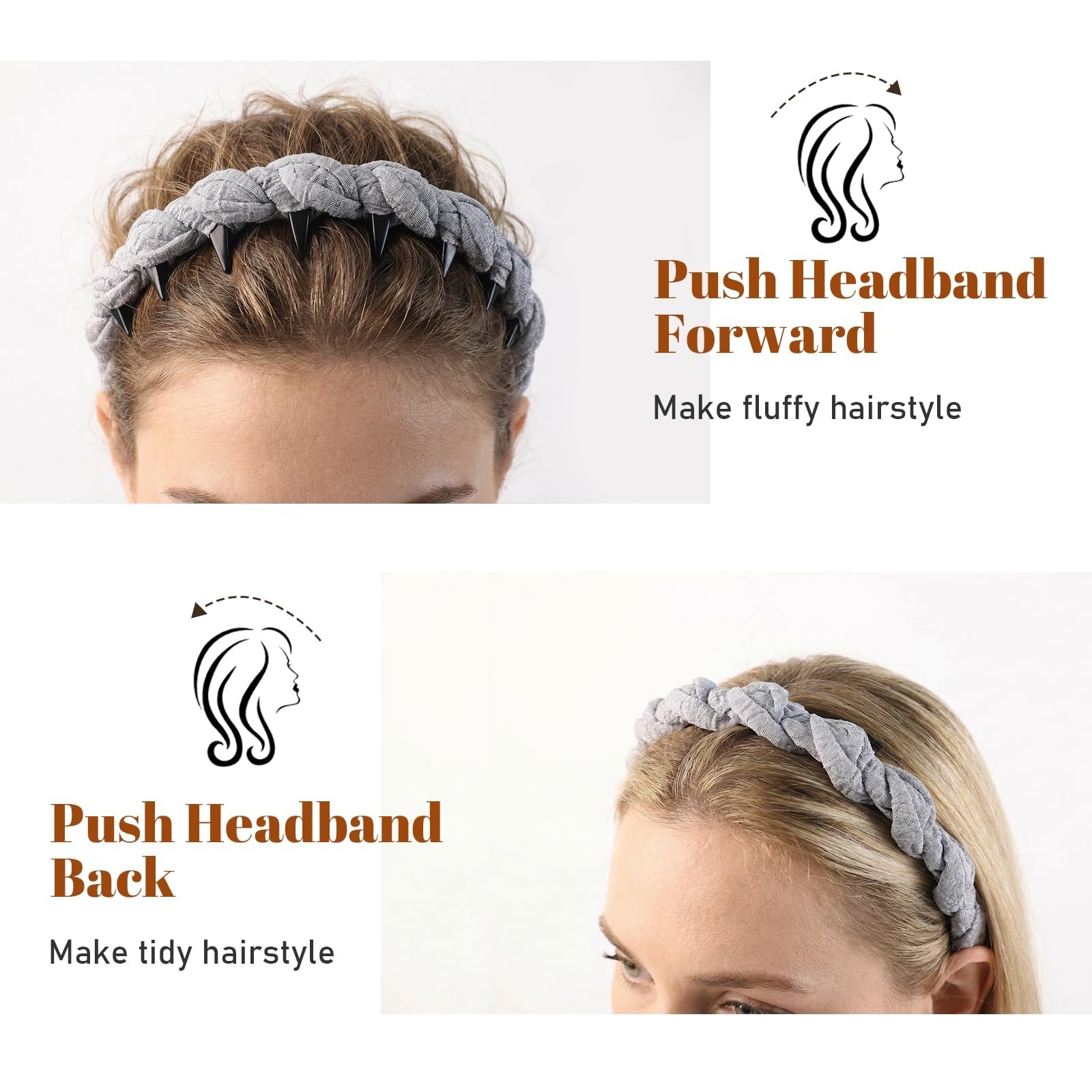 4Pcs Non-Slip Zig Zag Headbands, Stylish Slick-Back Hair Accessories for Women
