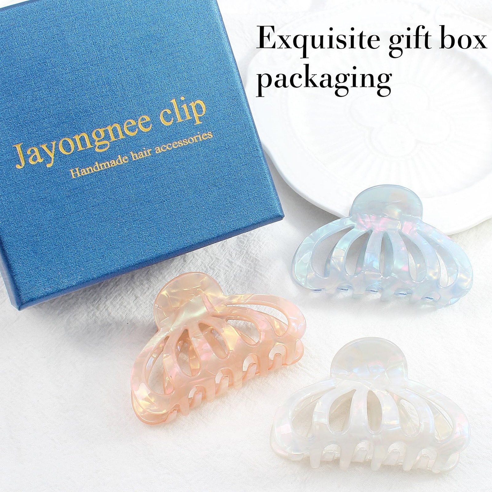 Jayongnee 3 Pcs Medium Hair Claw Clips for Women, 2.95Inch color 3