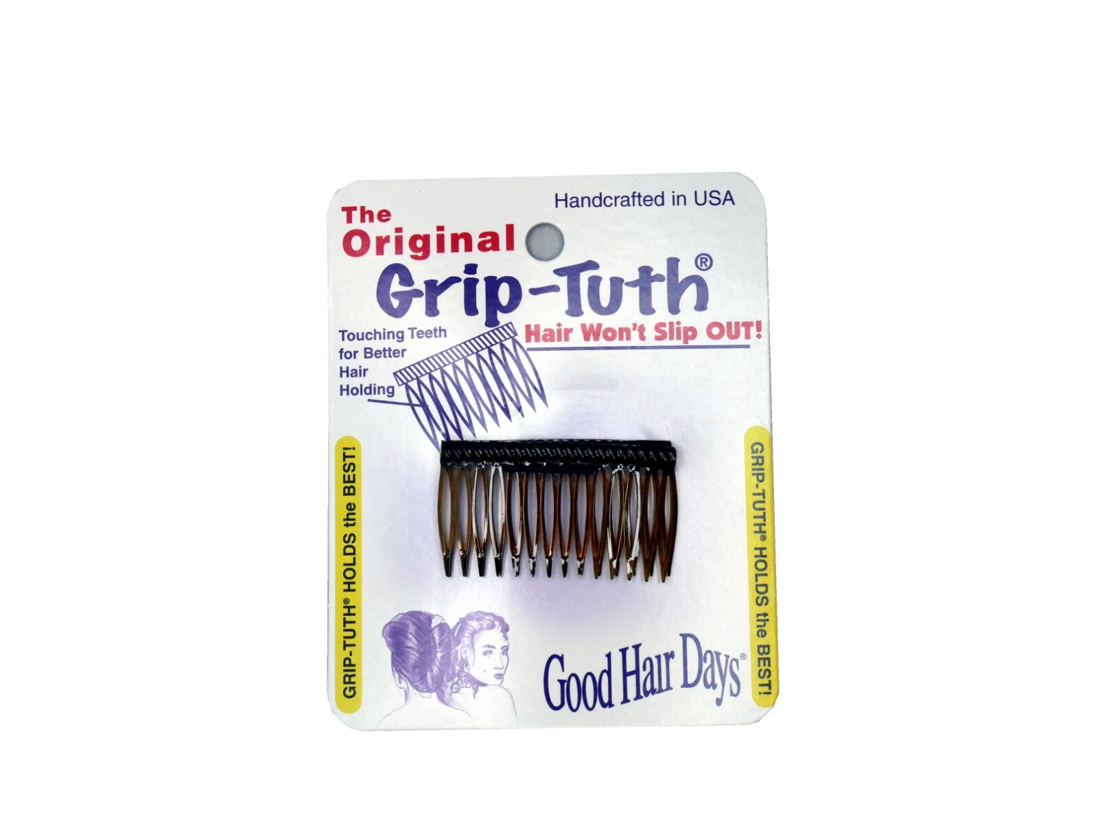 6 Combs x Good Hair Days Grip-Tuth® 1.5″ 1.75″ 2.75″ Black sidecombs Made in USA