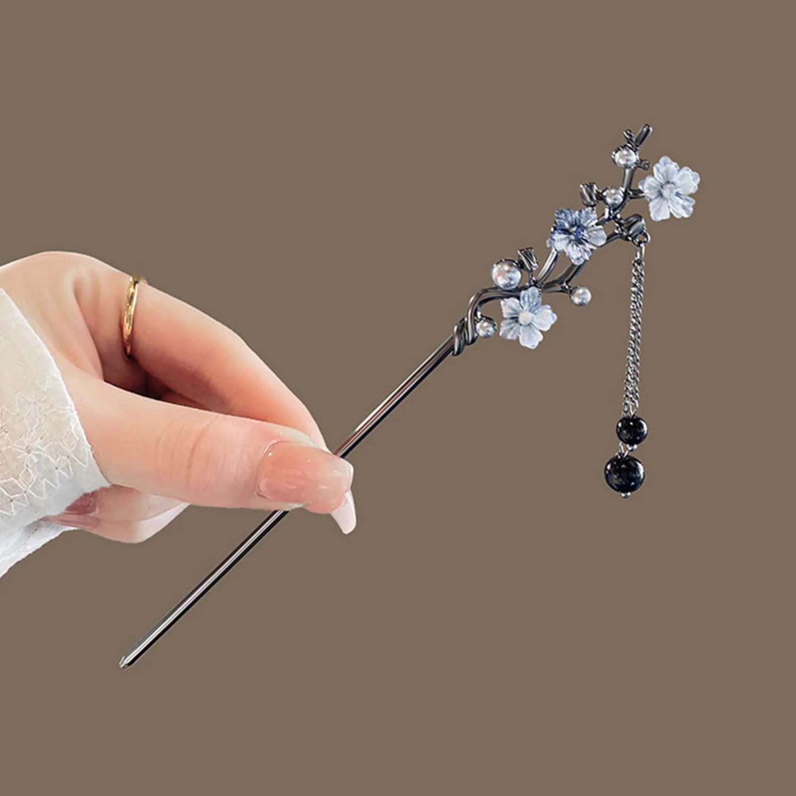 Elegant Double Butterfly Tassel Hairpin for Women Zinc Alloy Hair Clasp