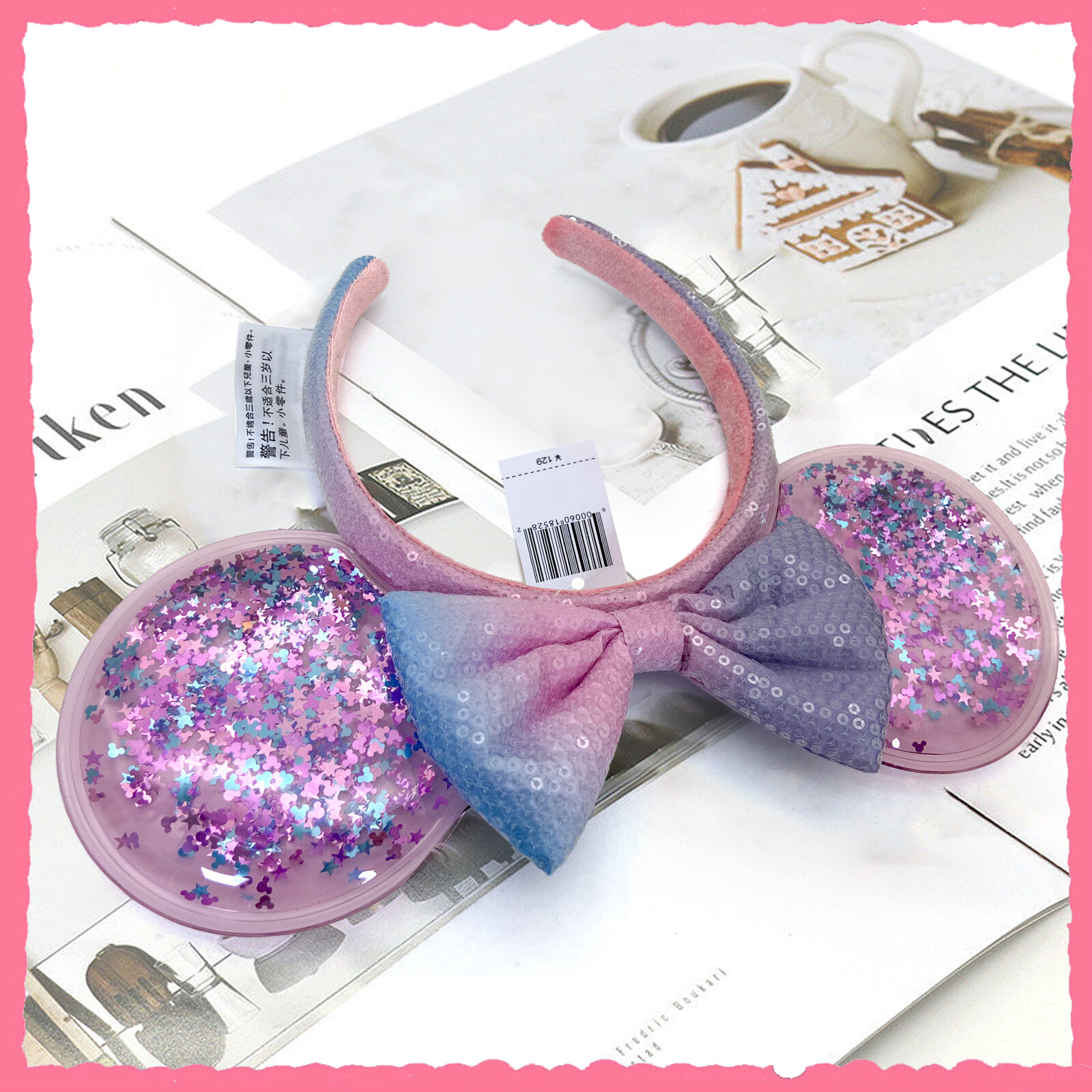 Disney` Park Shanghai Confetti Pink Headband Minnie Ears for Kids Adult