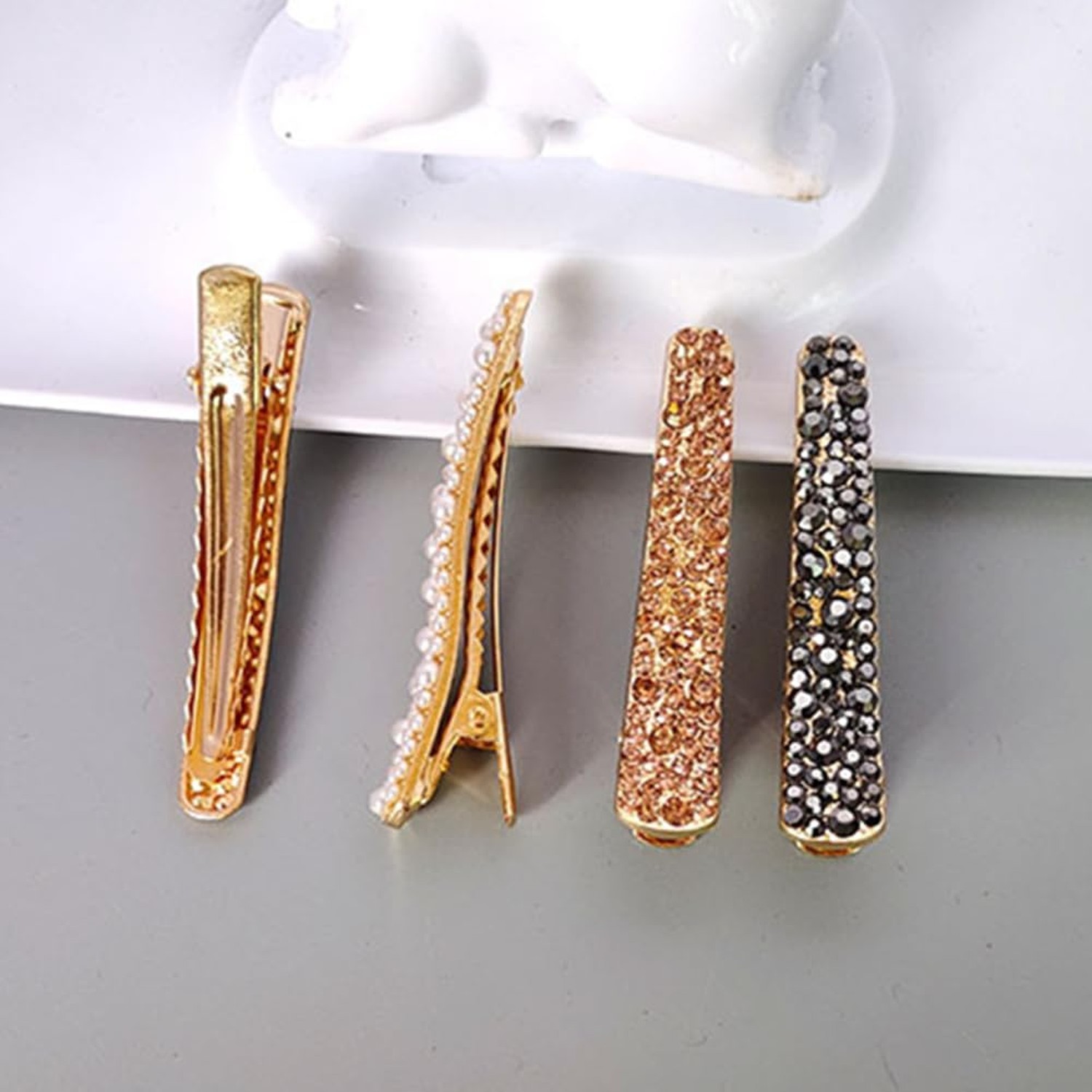 1 Pair Pearl Rhinestone Alligator Hair Clips Non-slip Duckbill Hair Clips Hai…
