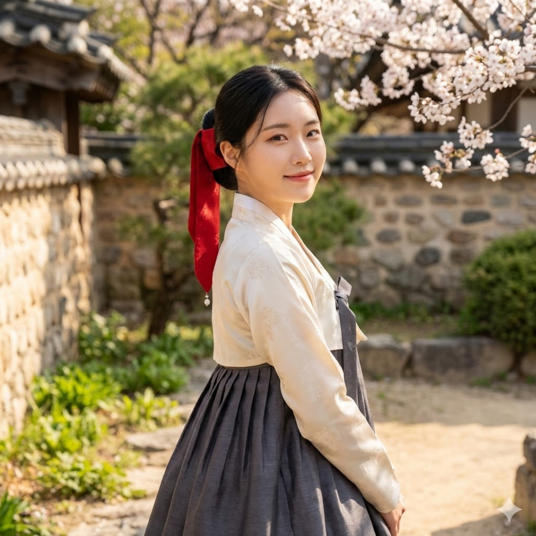 Korean Traditional Red Silk Daenggi Hair Accessory Hanbok Ribbon Barrette Kdrama