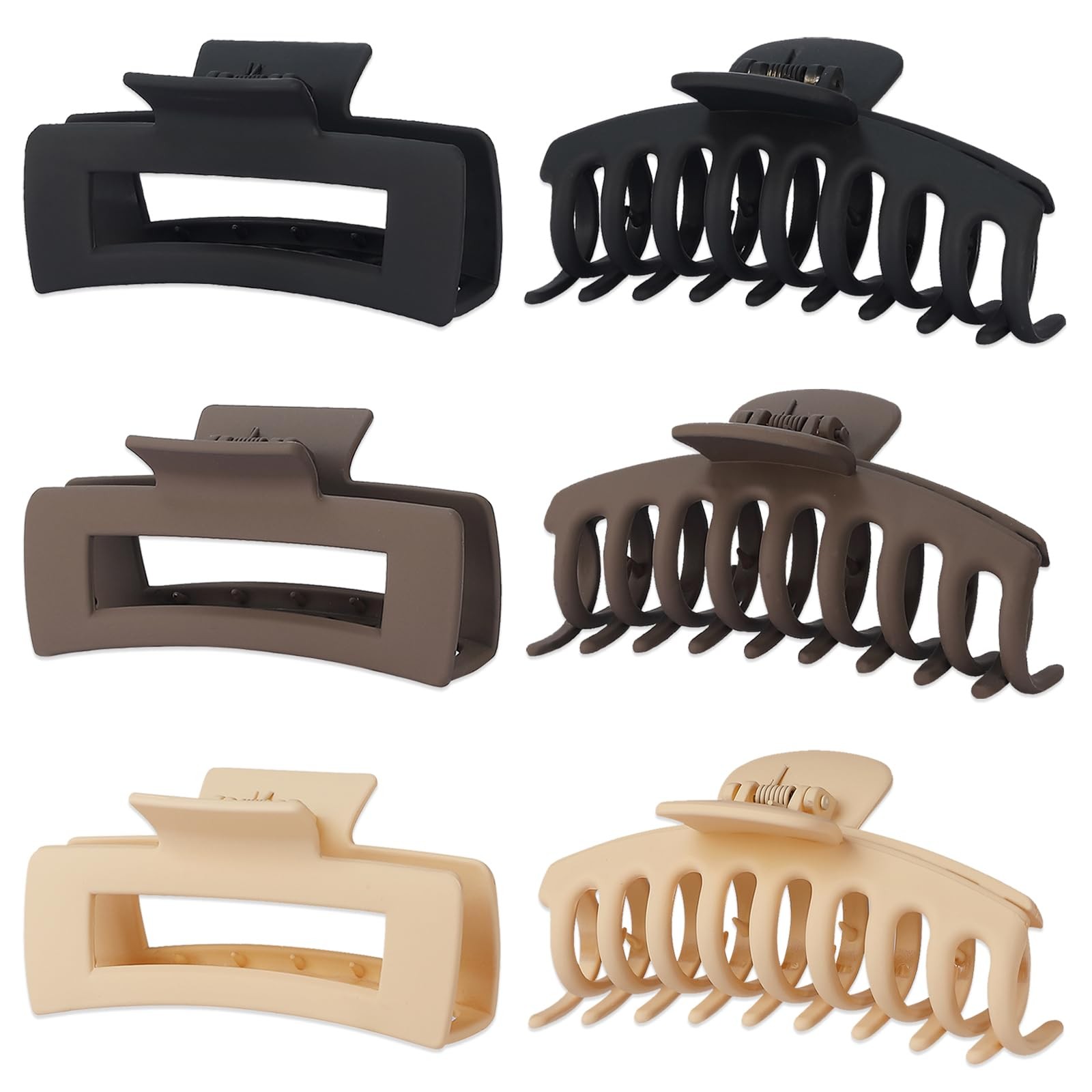 Seapaw 6 Pack Claw Clips Hair 4 Inch 1 Count (Pack of 6), Black, Brown