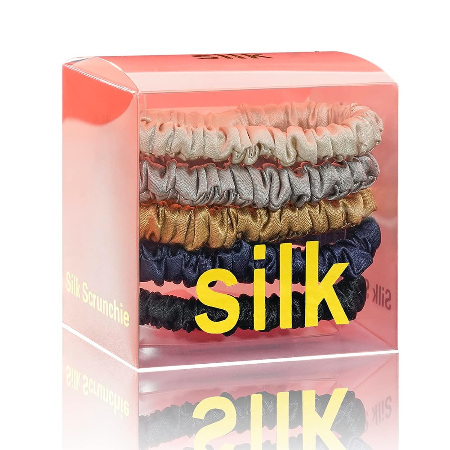 3 Pcs 100% Mulberry Silk Scrunchies, Hair Ties Pink Peacock Blue Apricot