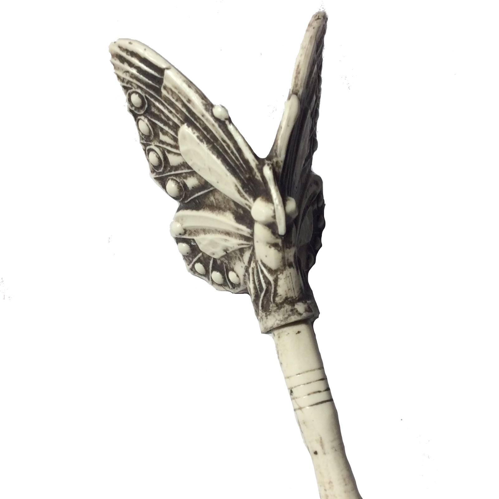 Butterfly Hair Stick faux Ivory Chopsticks Bun Jewelry Made in USA #54