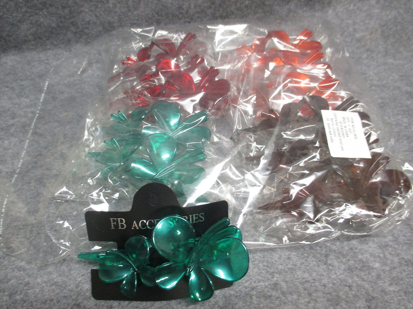 (12) FB Fashion Acrylic 4.25″ Gator Style Hair Clips Flowers 4 Assorted Colors