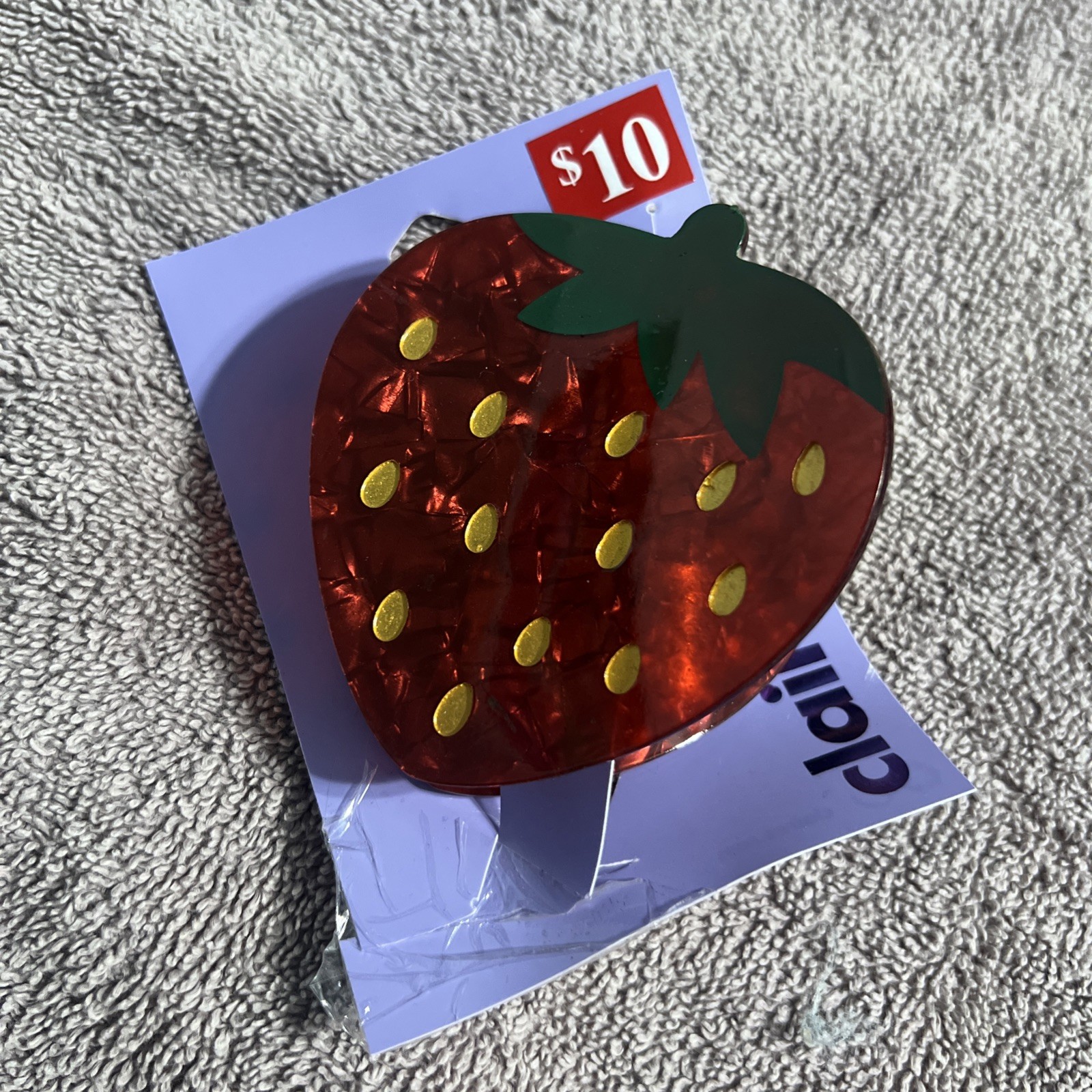 Claire’s Strawberry Hair Claw Clip Red Acrylic Fruit Shape Accessory New
