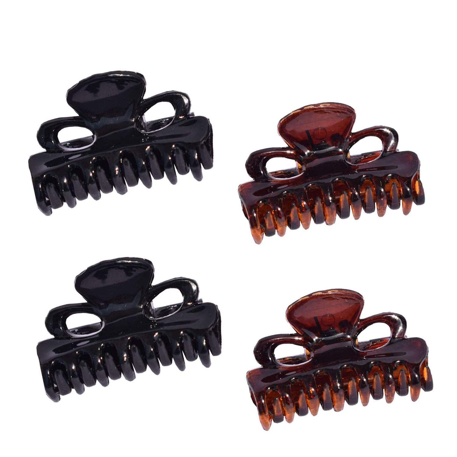 Parcelona French petite neu Mini Set of 4 Brown and Black Celluloid Hair Claws