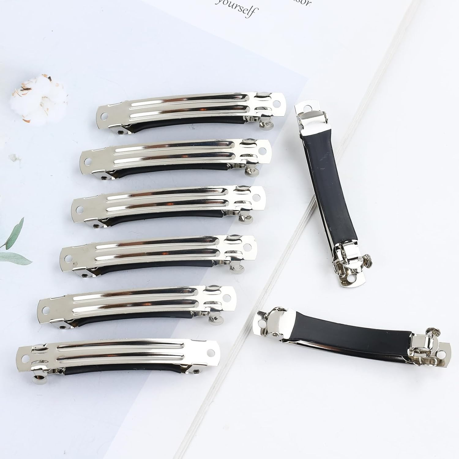 Cinaci 20 Pack 6Cm/2.4″ Simple Plain Blank DIY Caft Silver Metal French Hair Bar