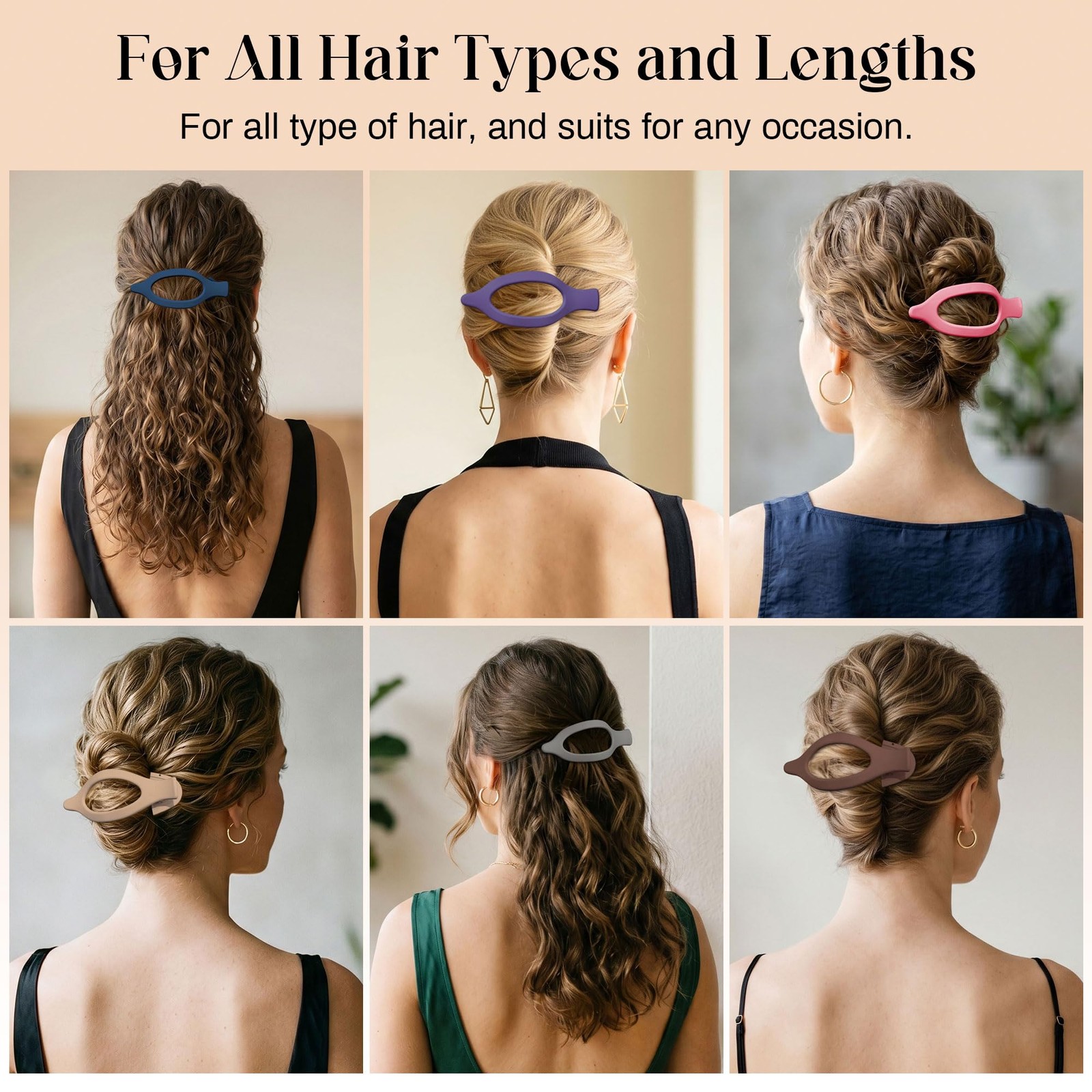 French Flat Hair Clips for Women – 6Pcs 1 Count (Pack of 6), Matte Dark color