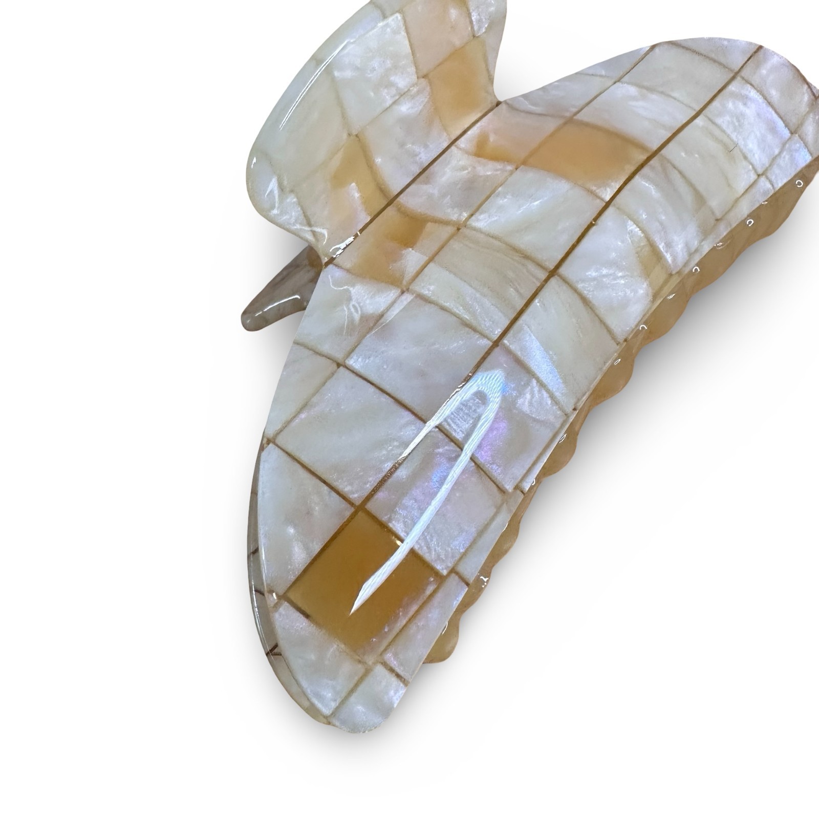 Machete Midi Heirloom Claw Sea Shell Checker Hair Clip Italian Acetate New