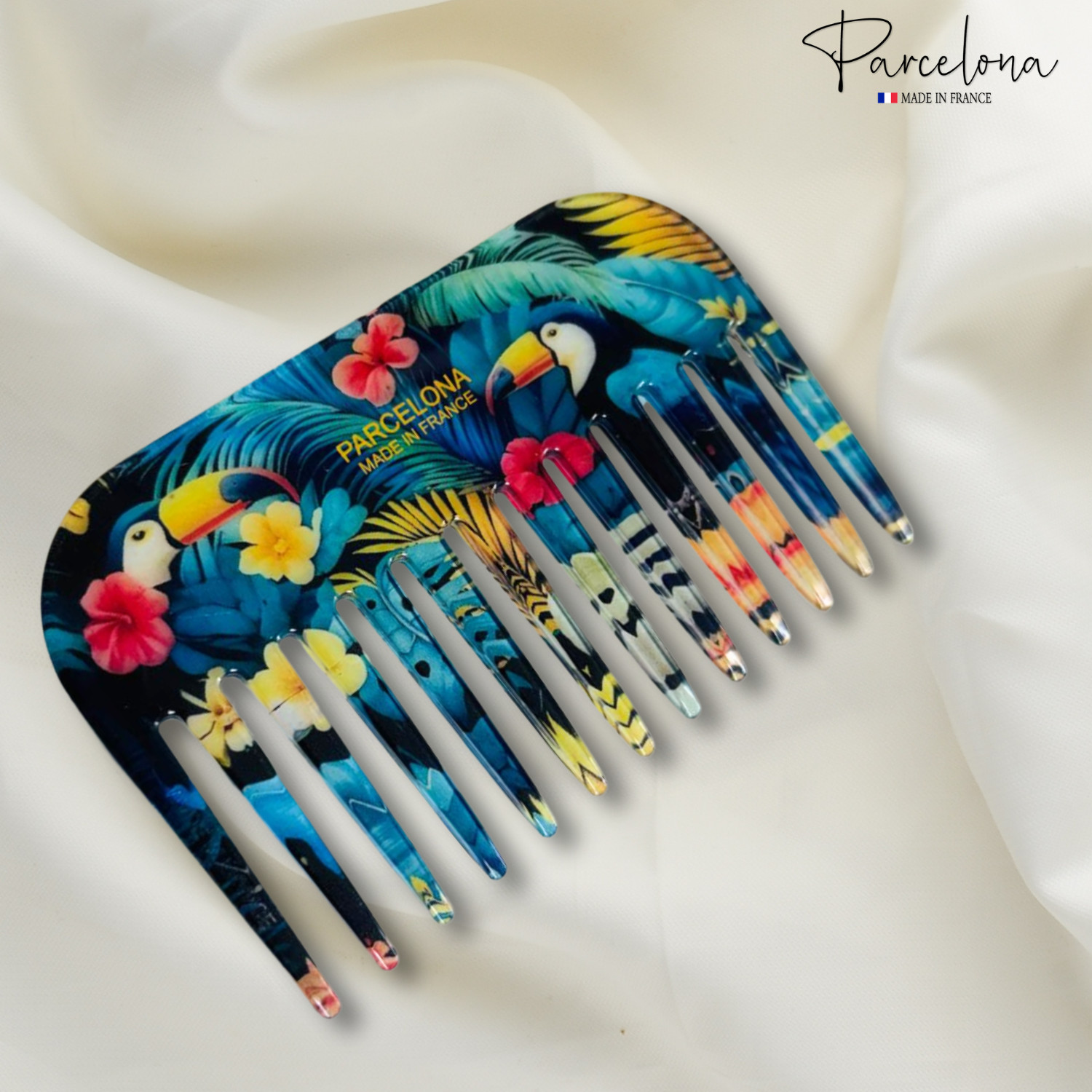 Parcelona Wide Tooth French Detangling Comb – Cellulose Acetate Hair Comb for