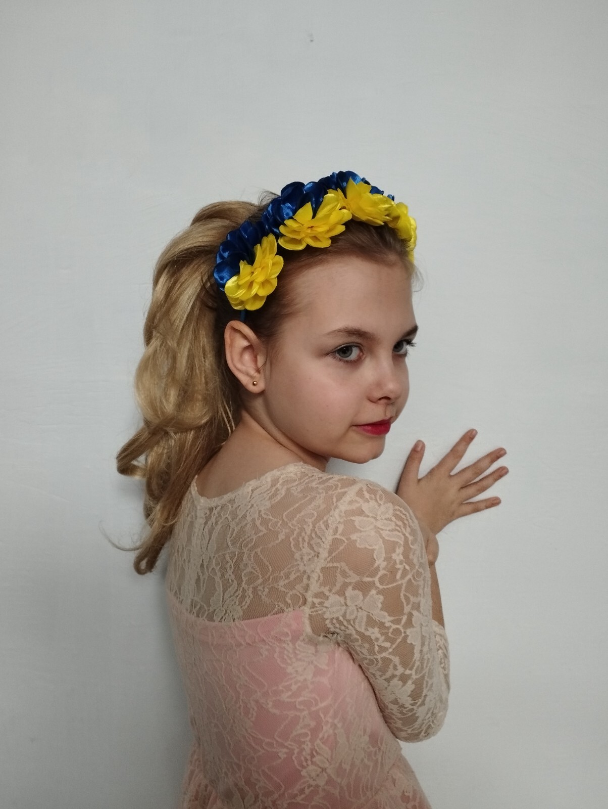 Ukrainian Yellow Blue Flower Hair Hoop Ukrainian flower crown Headband