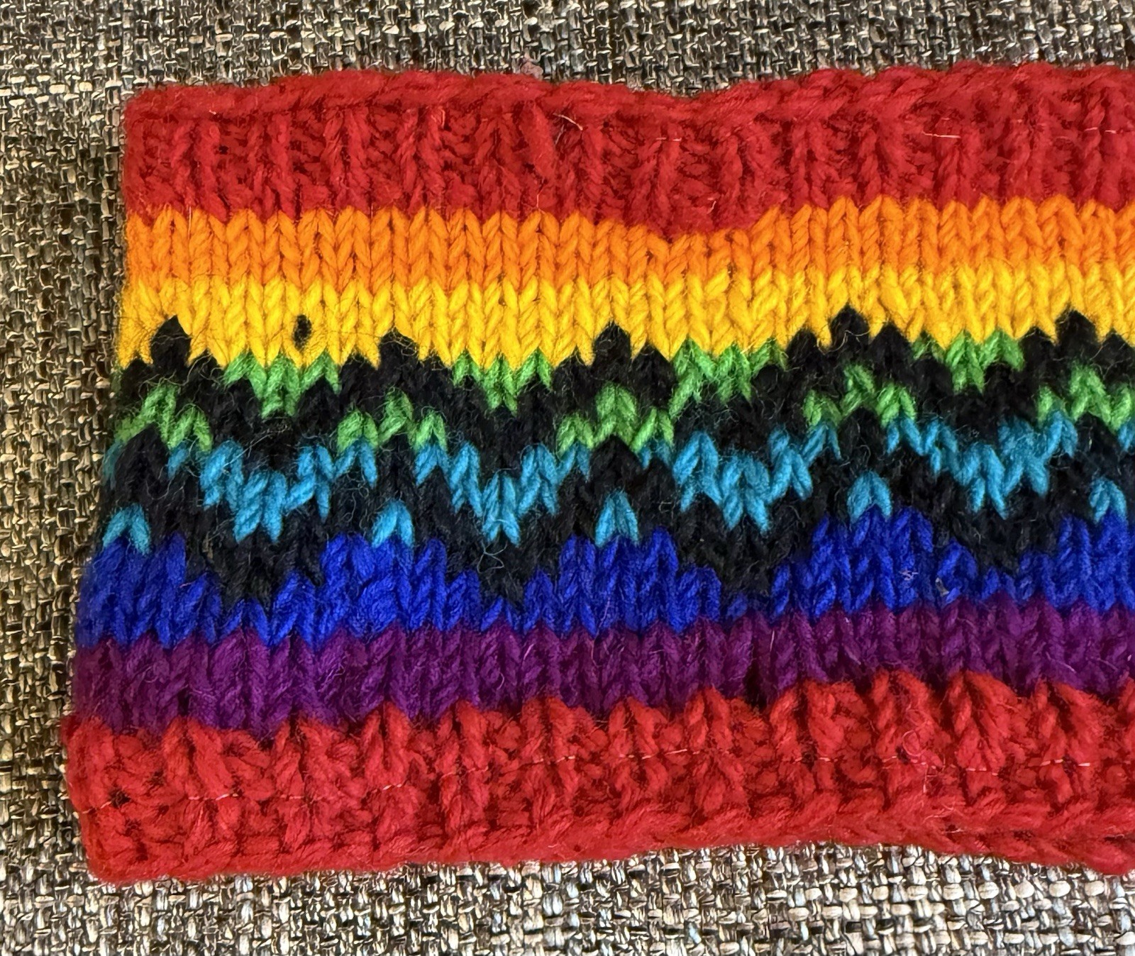 HEADBAND Nepal Hand Made Wool Head Band New Crochet Rainbow Pride #ä