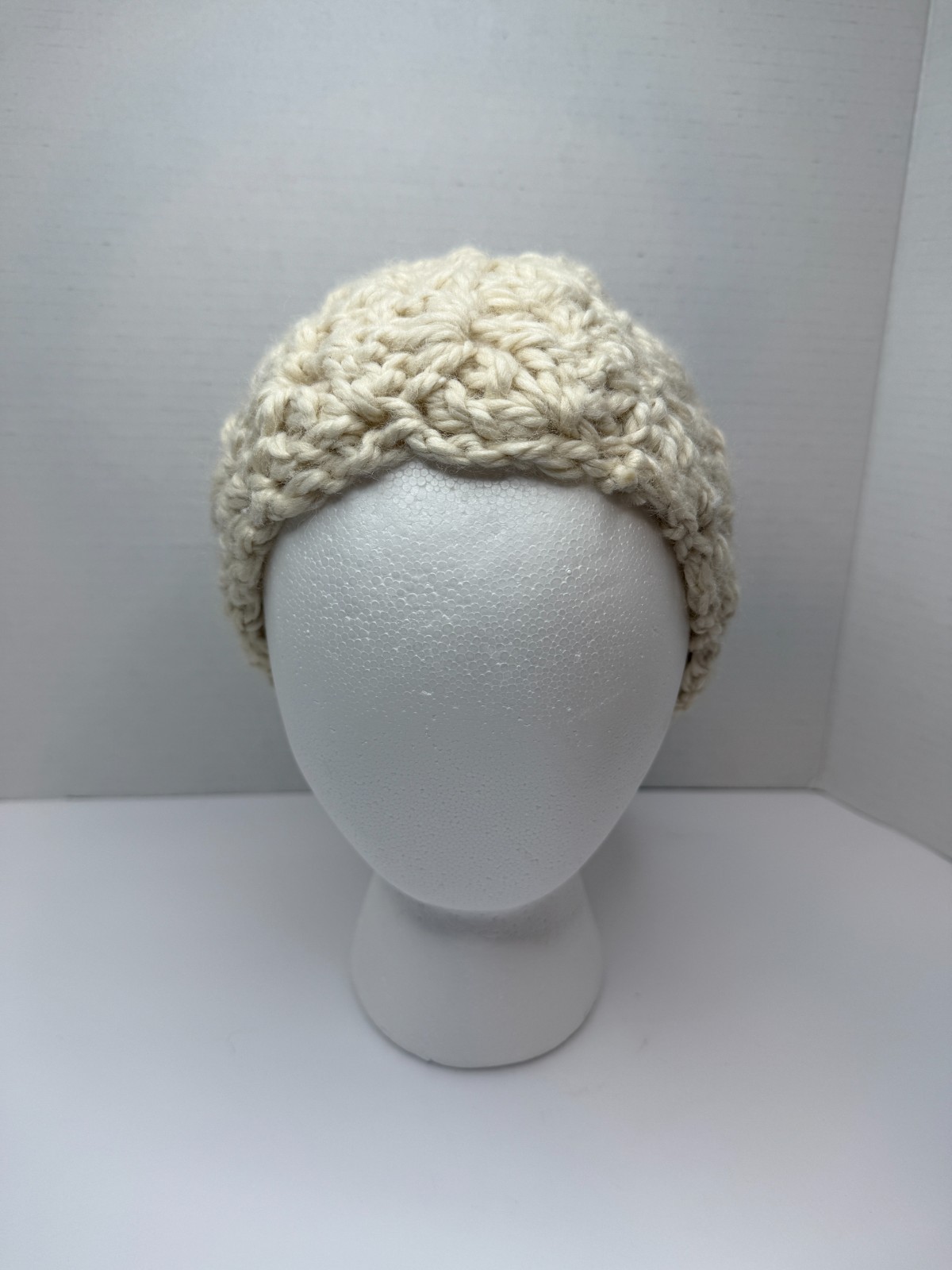 Crochet Chunky Cozy Soft Headband Ear Warmer White / Ivory Eco-Friendly Yarn NEW