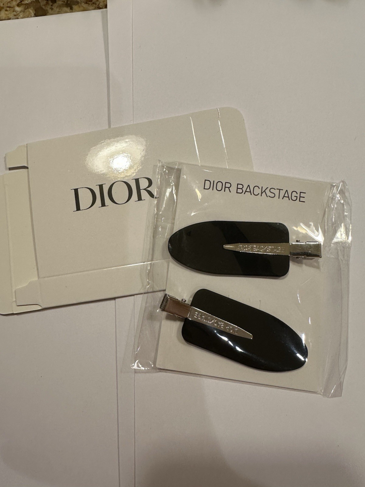 DIOR Backstage Hair Clip Set Black Silver Metal Plastic Women’s Designer