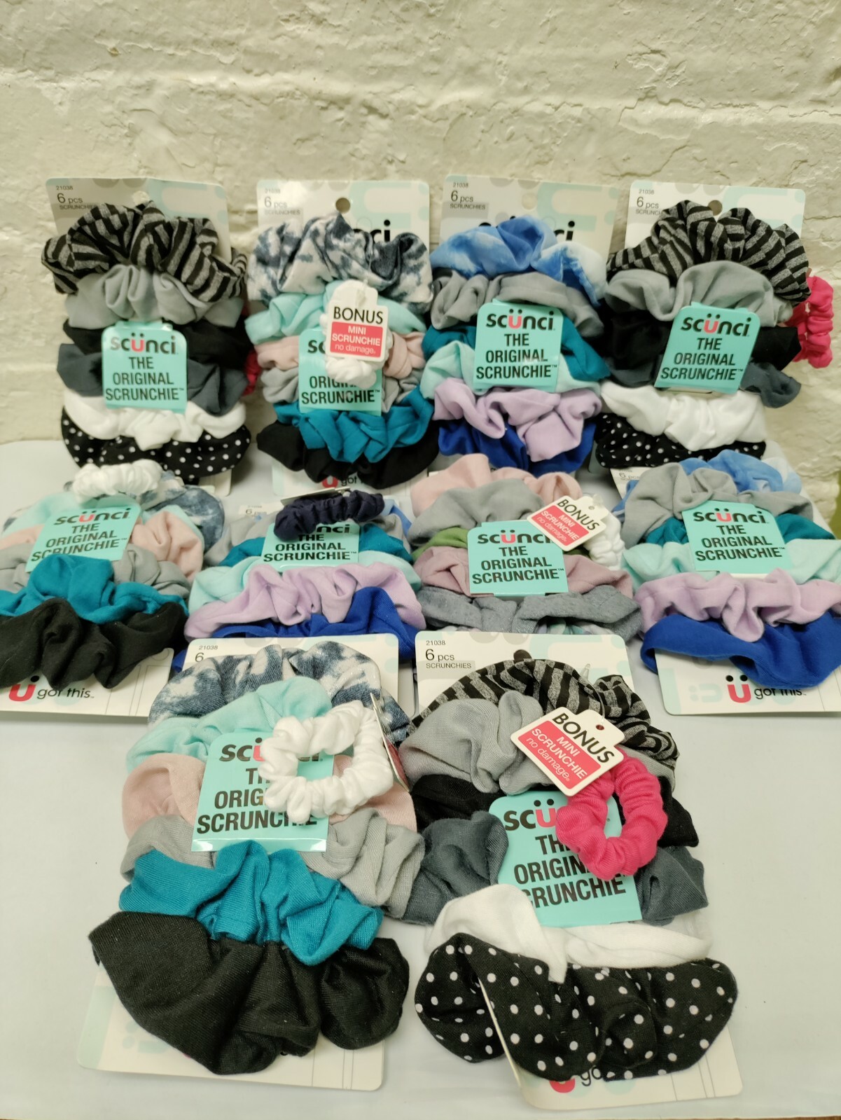 2 Pack SCUNCI NO DAMAGE HAIR SCRUNCHIES – 6 PCS EA, Colors Vary Bonus Mini One
