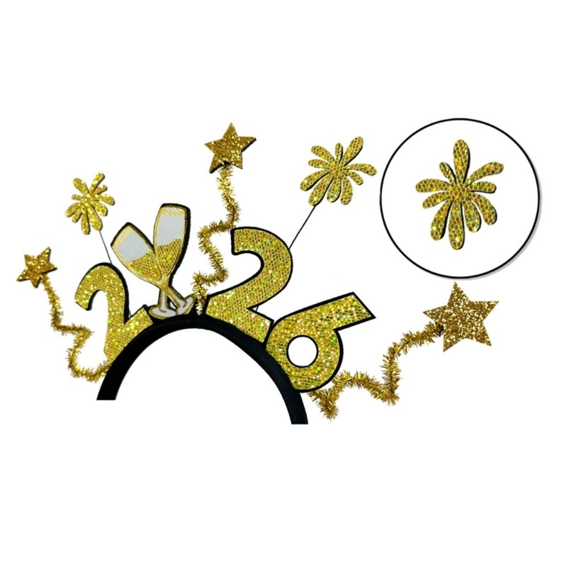 Comfortable Star Hairband Themed Headwear For New Year 2026 Special Occasion